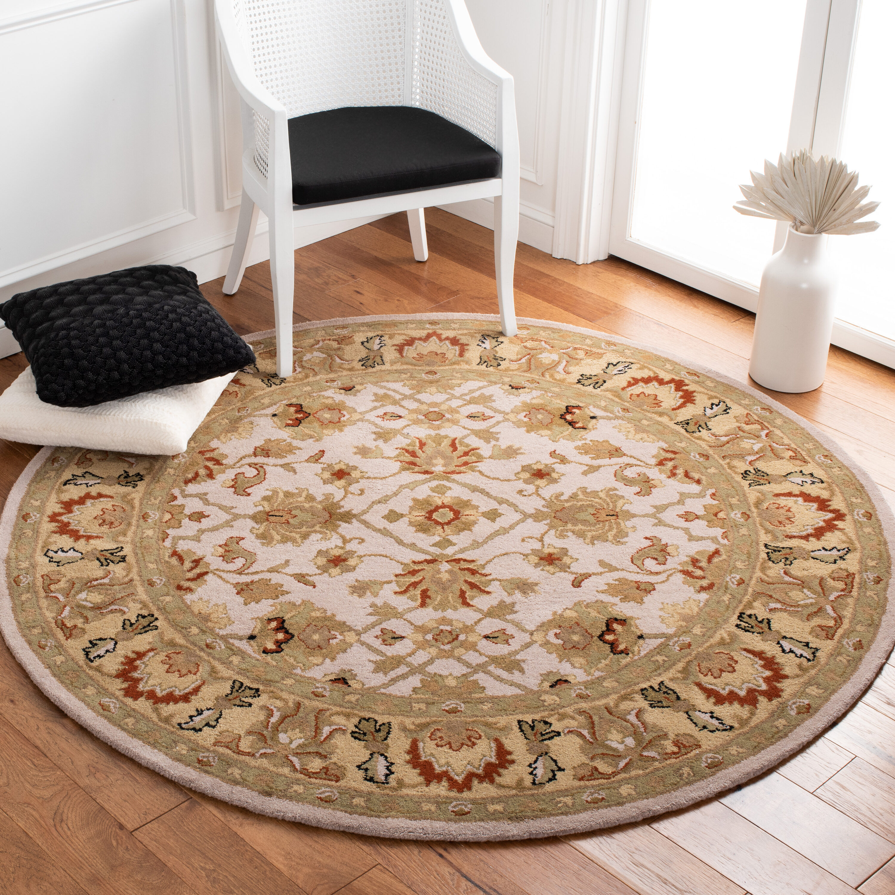  Heritage 452 Ivory/Light Gold Traditional 6ft x 6ft Round Rug