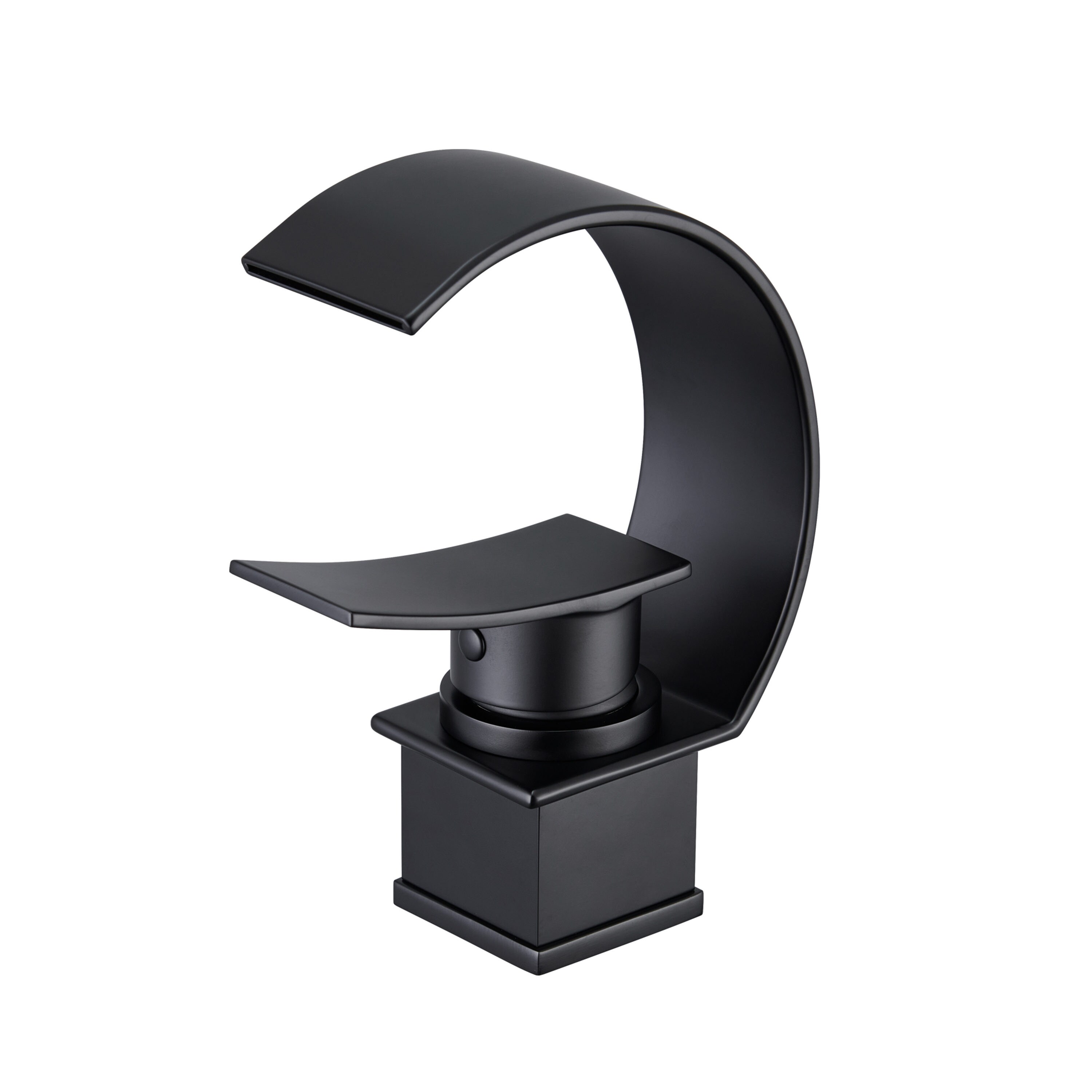 Mondawe WF-1381-B Black Single hole 1-handle Waterfall Residential Handle Bathroom Sink Faucet with Drain