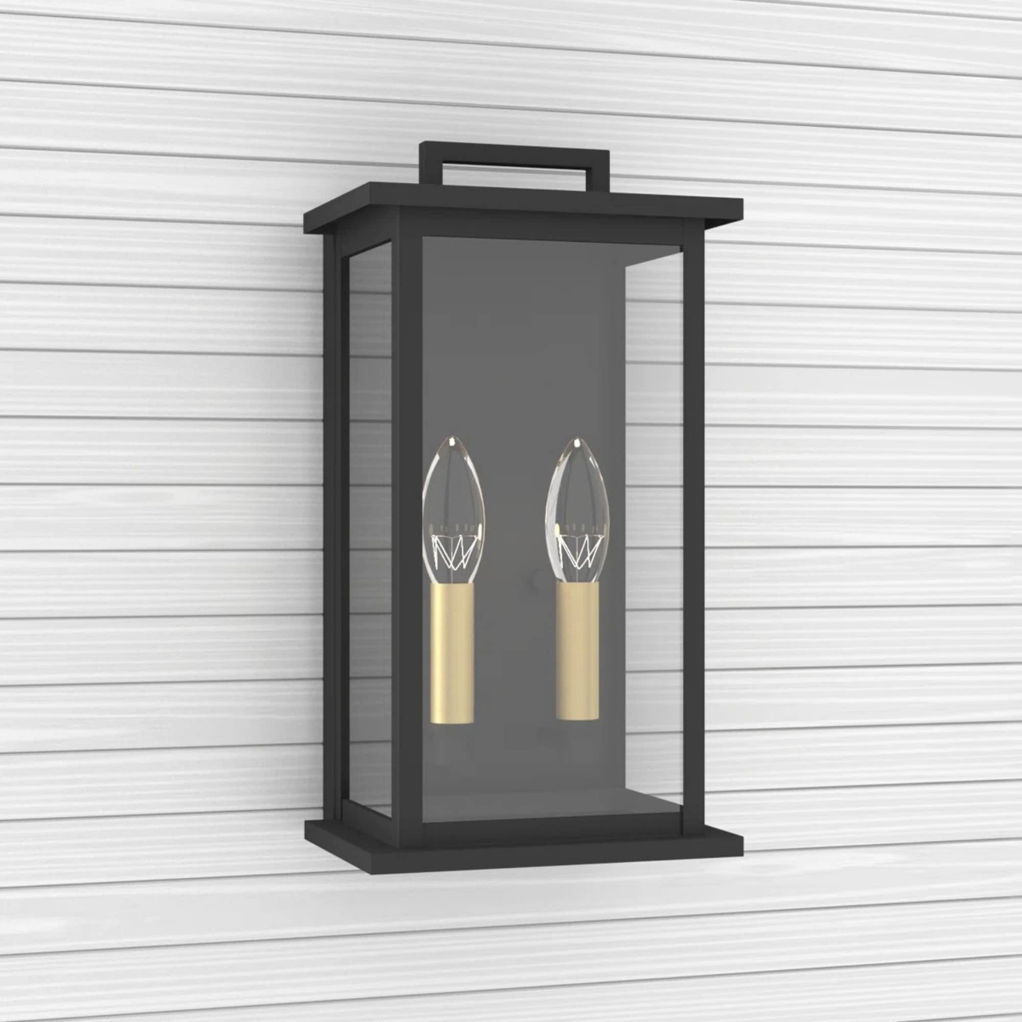 Maxax Montpelier 2 -Light 14-in H Matte Black Hardwired Dusk to Dawn Outdoor Wall Light