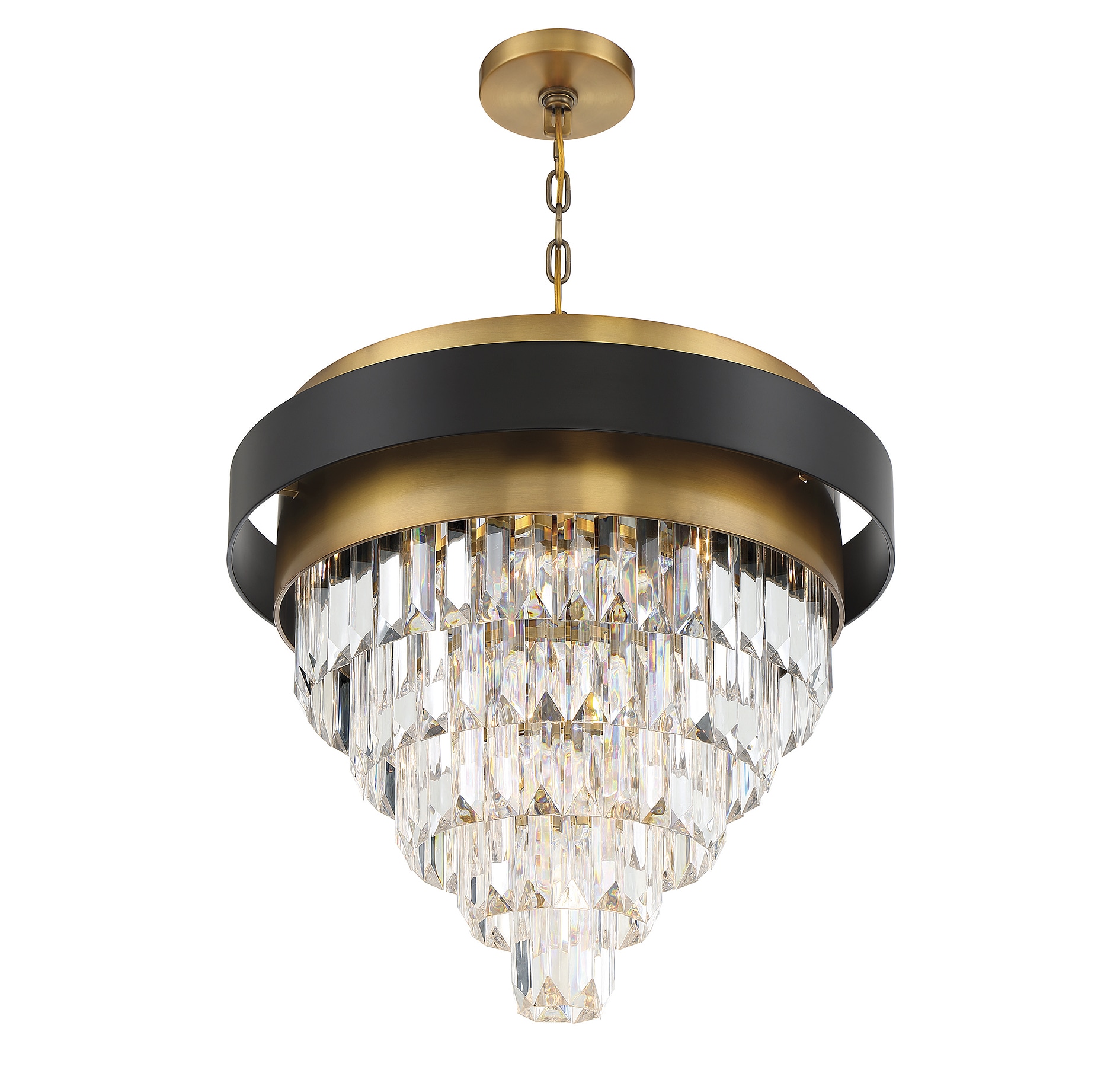 Matte Black and Warm Brass 4-Light Acrylic Gem Chandelier