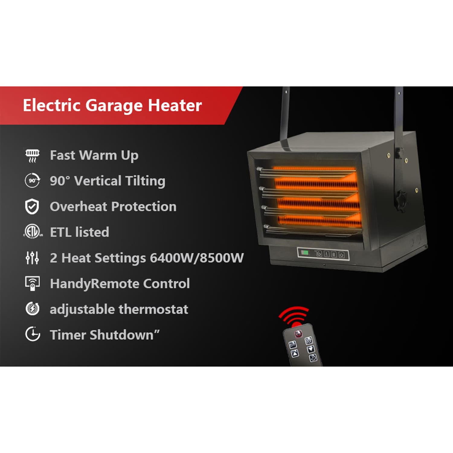 Mondawe MO-FP10194US-BK Electric-Garage-Heaters - View #6