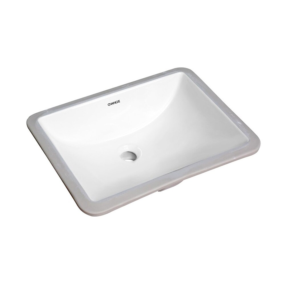 CASAINC CQ1633W Porcelain Undermount Rectangular Trough Modern White Bathroom Sink ( 18-Inches x 13-Inches )