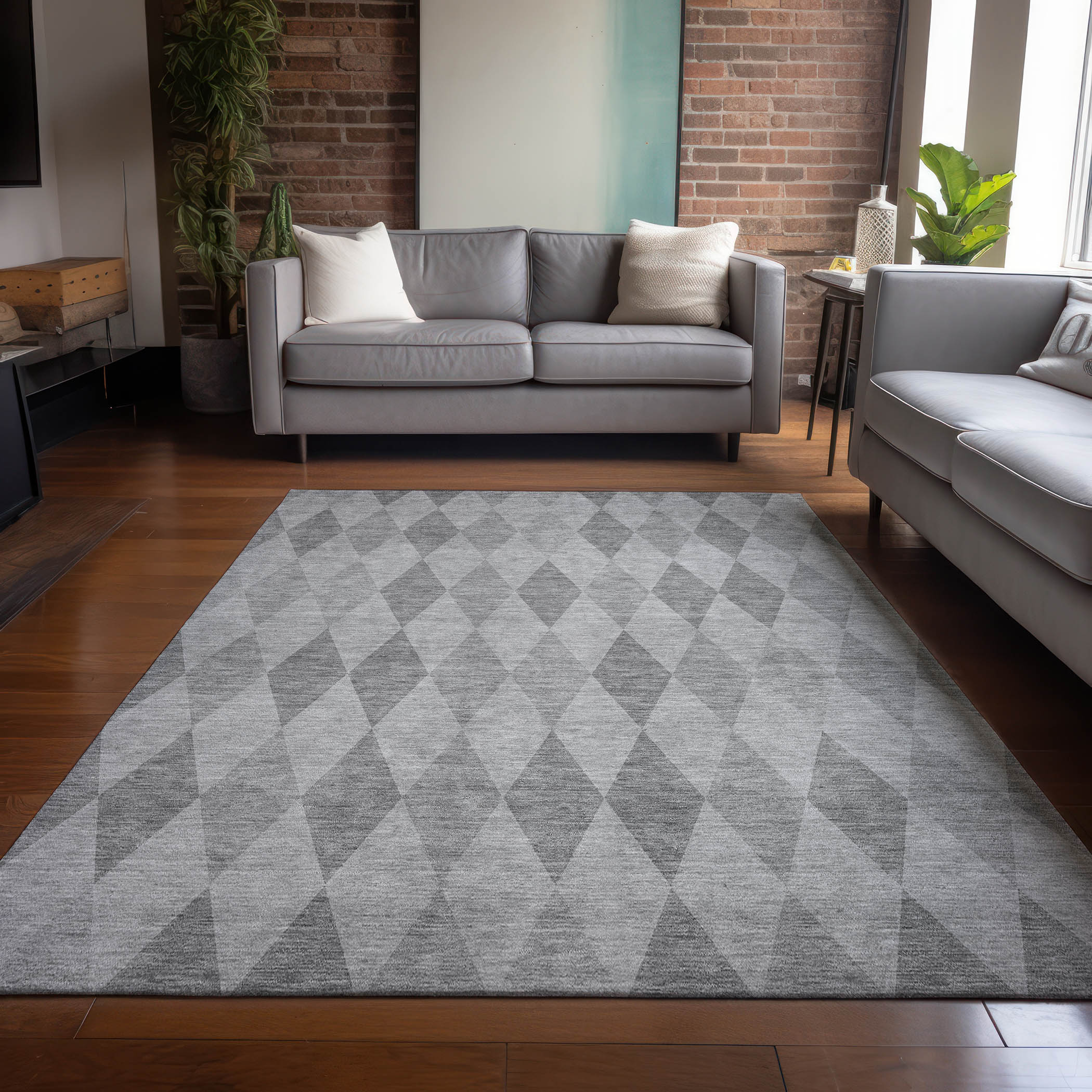 Addison Rugs ACN561GY5X8 Chantille ACN561GY 5 x 7 (ft) Polyester Gray Rectangular Indoor/Outdoor Geometric Mid-Century Modern Machine washable Area rug
