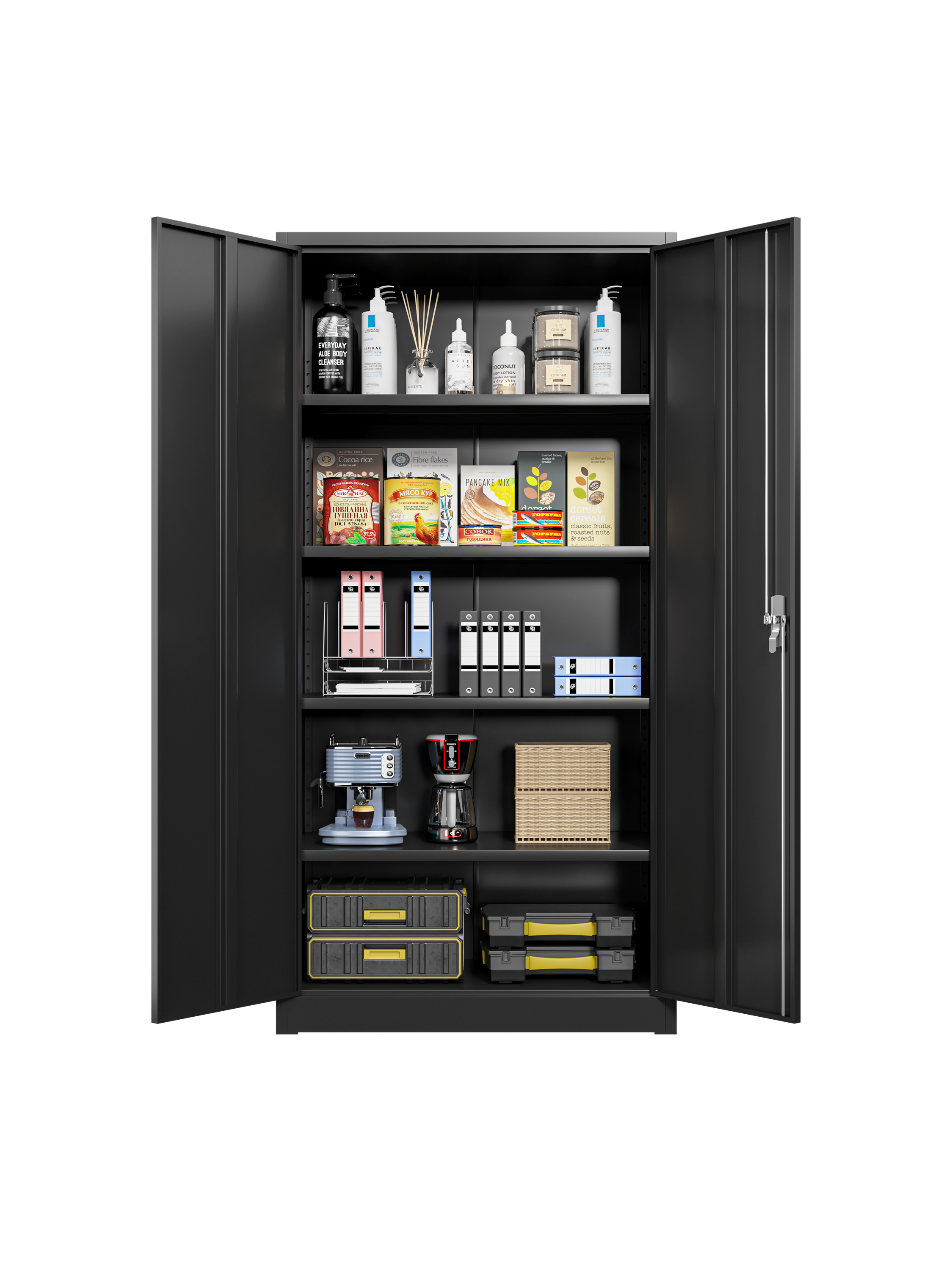 Siavonce Black 5-Shelf Office Cabinet