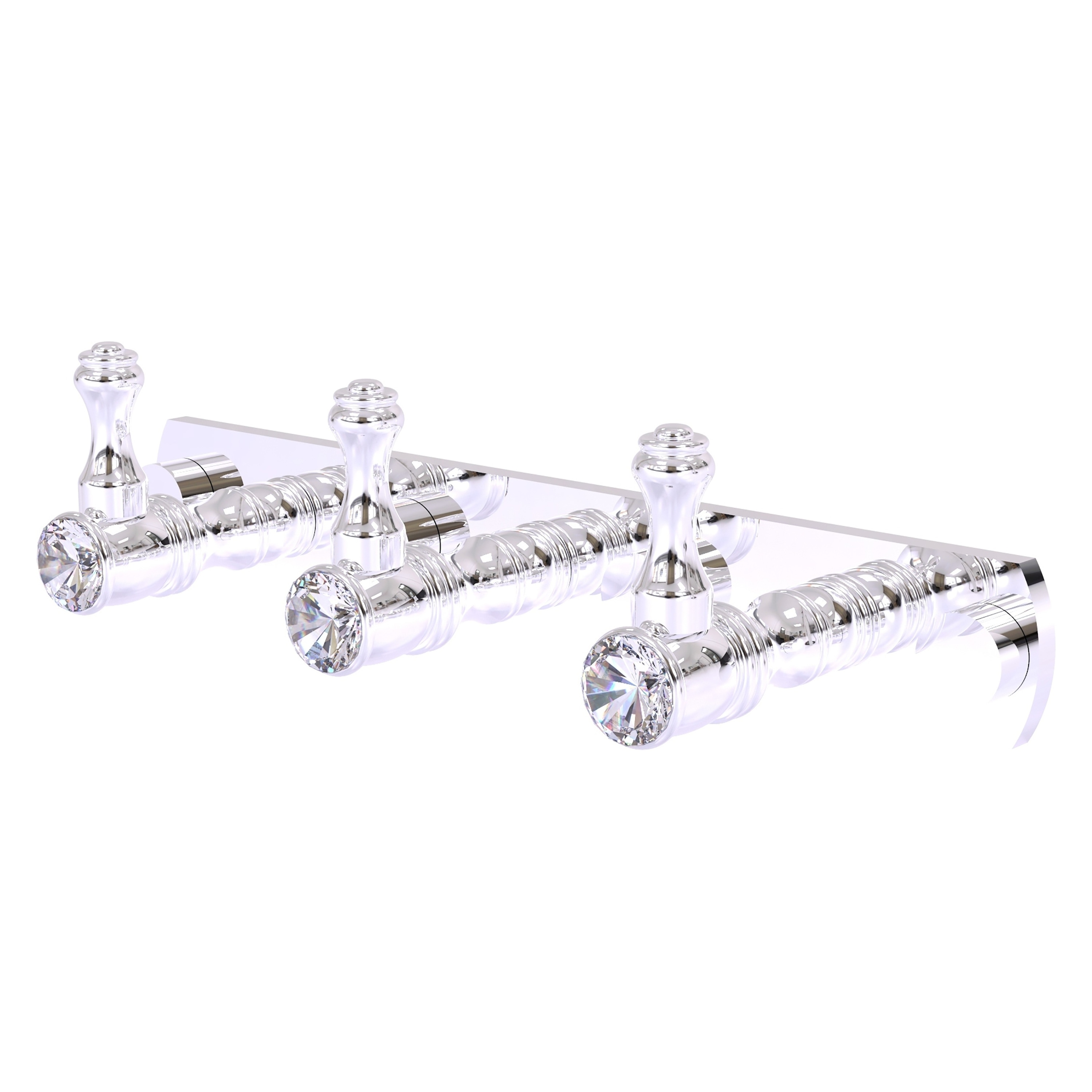 Allied Brass CC-20-3-PC Carolina Crystal Polished Chrome Triple -Hook Wall mount Towel Hook