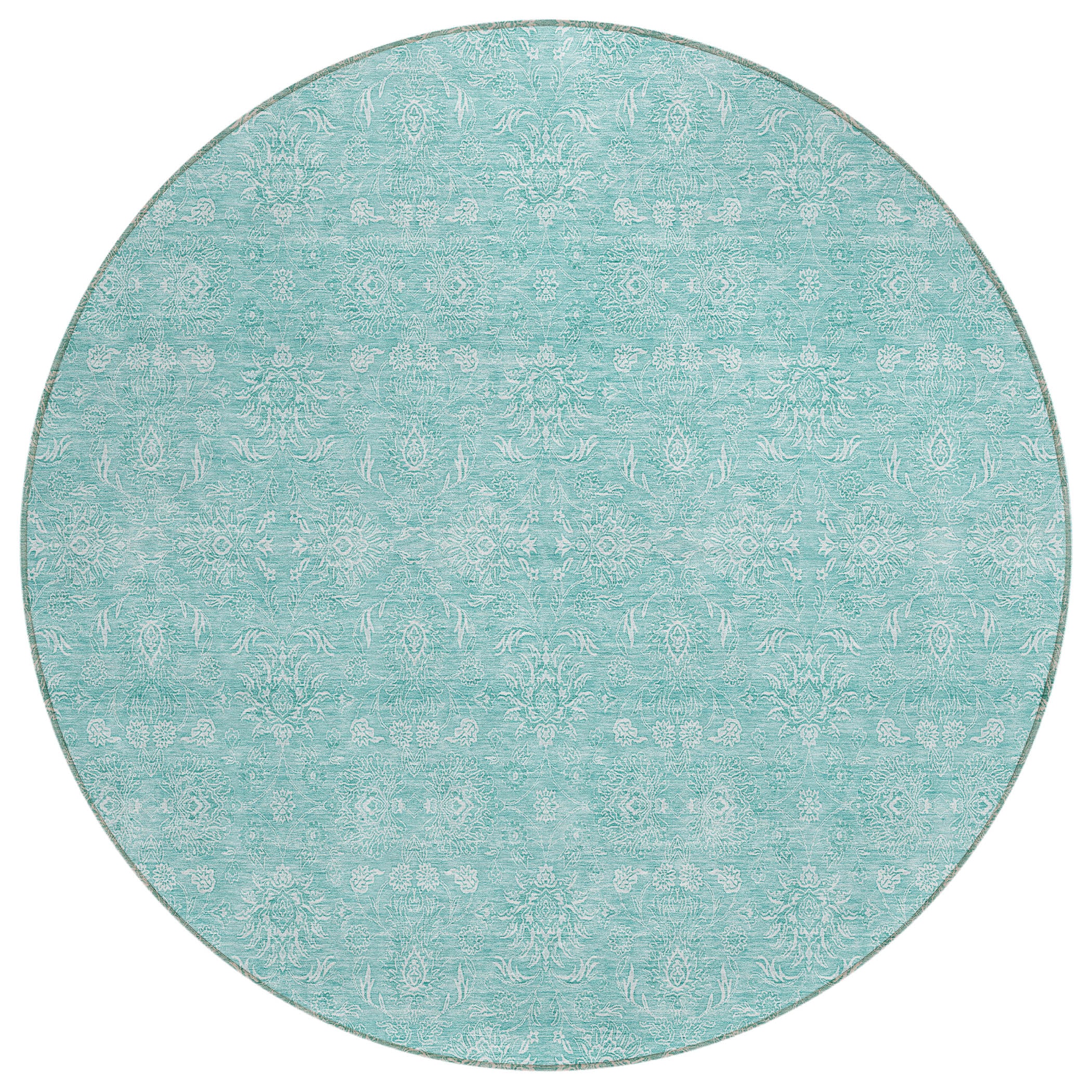 Addison Rugs ACN703AQ8RO Chantille ACN703AQ 8 x 8 (ft) Polyester Aqua Round Indoor/Outdoor Geometric Machine washable Area rug