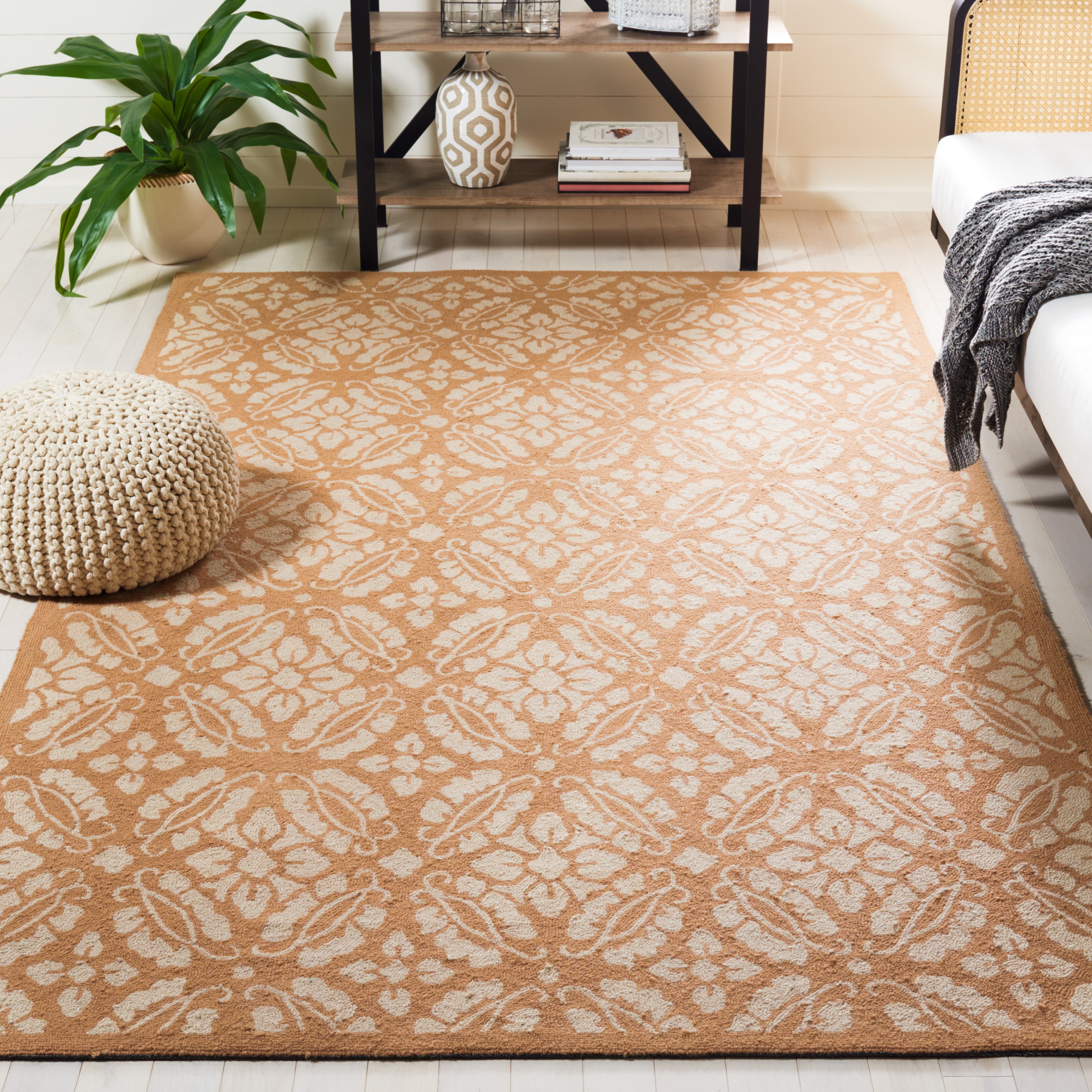 Safavieh HK723C-8 Chelsea Sade 8 x 10 (ft) Hooked Wool Blush Rectangular Indoor Floral/Botanical Area rug