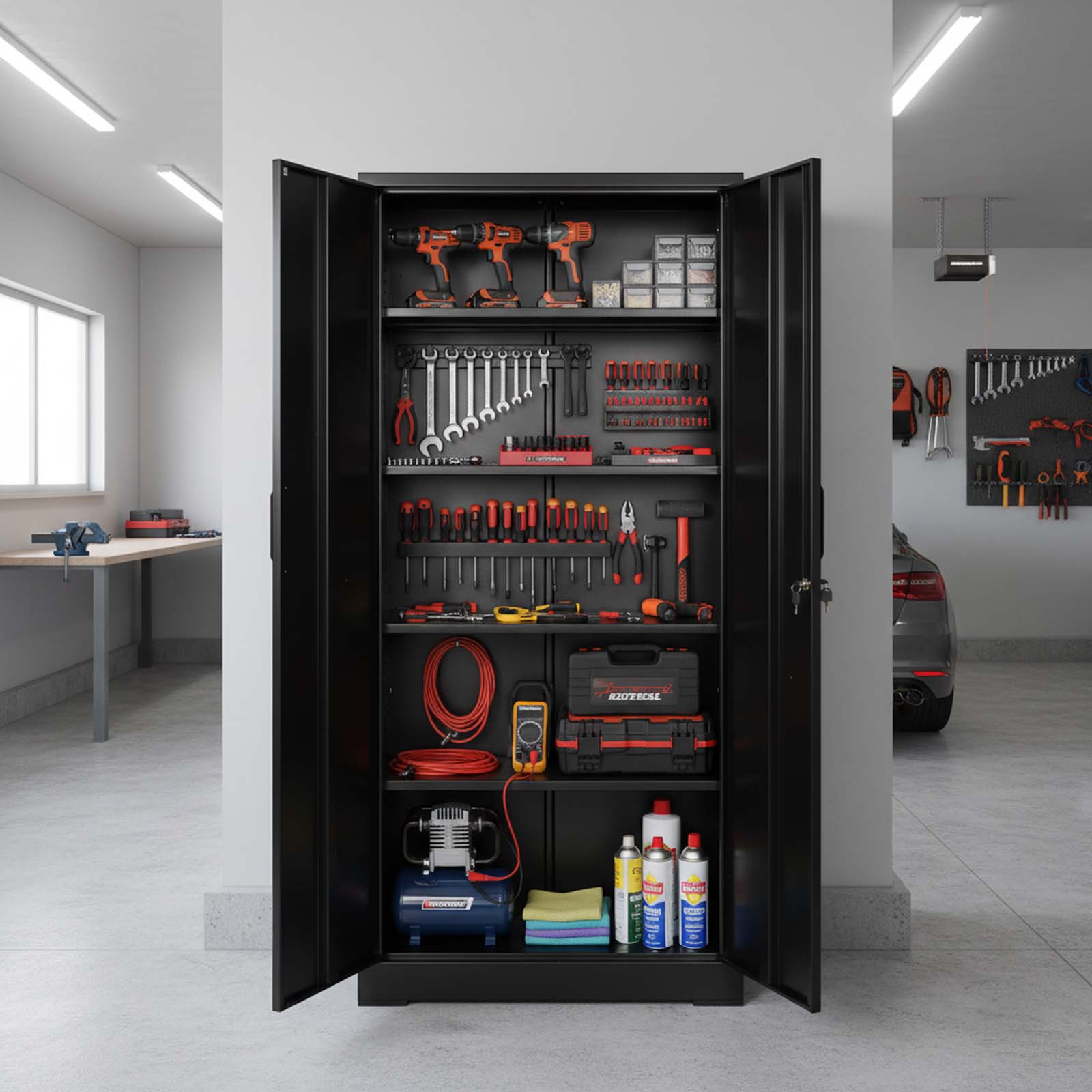 Black 2 -Door 31.5-in File Cabinet 71-in Metal Storage Cabinet with ...