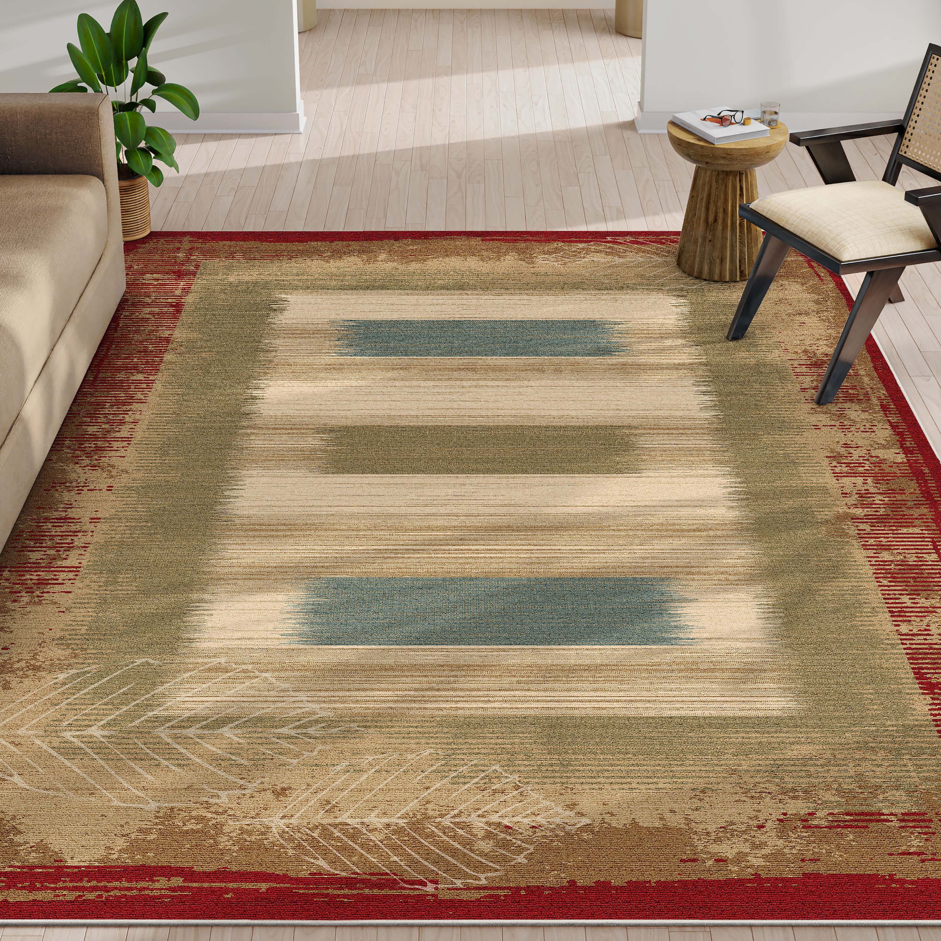 Well Woven W-BRD-06A-7 Apollo 8 x 10 (ft) Flatweave Polyester Red Rectangular Indoor Abstract Mid-Century Modern Area rug