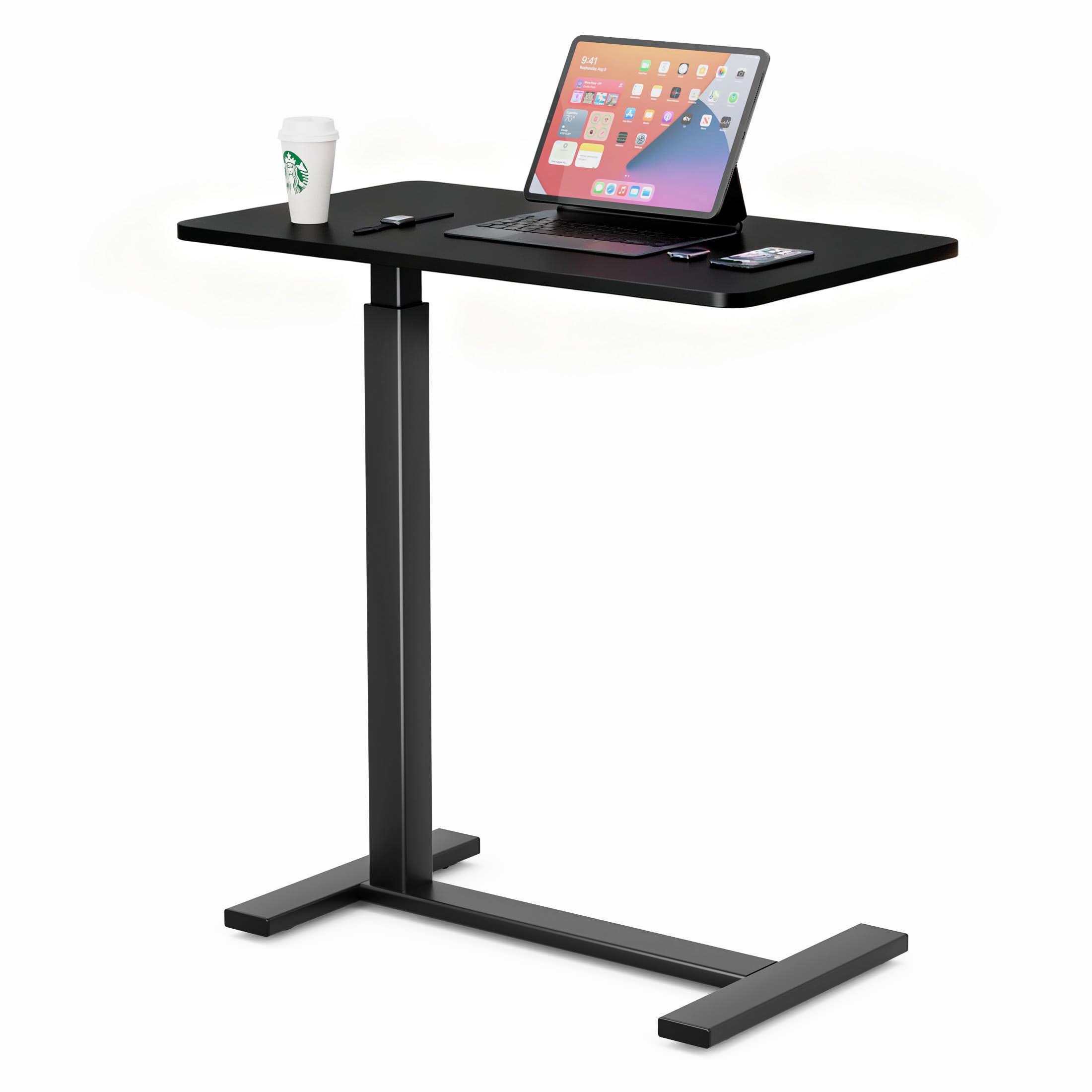 Sweetcrispy - Movable No Tilt Overbed Bedside Table Laptop Desk with Adjustable Height and Wheels...