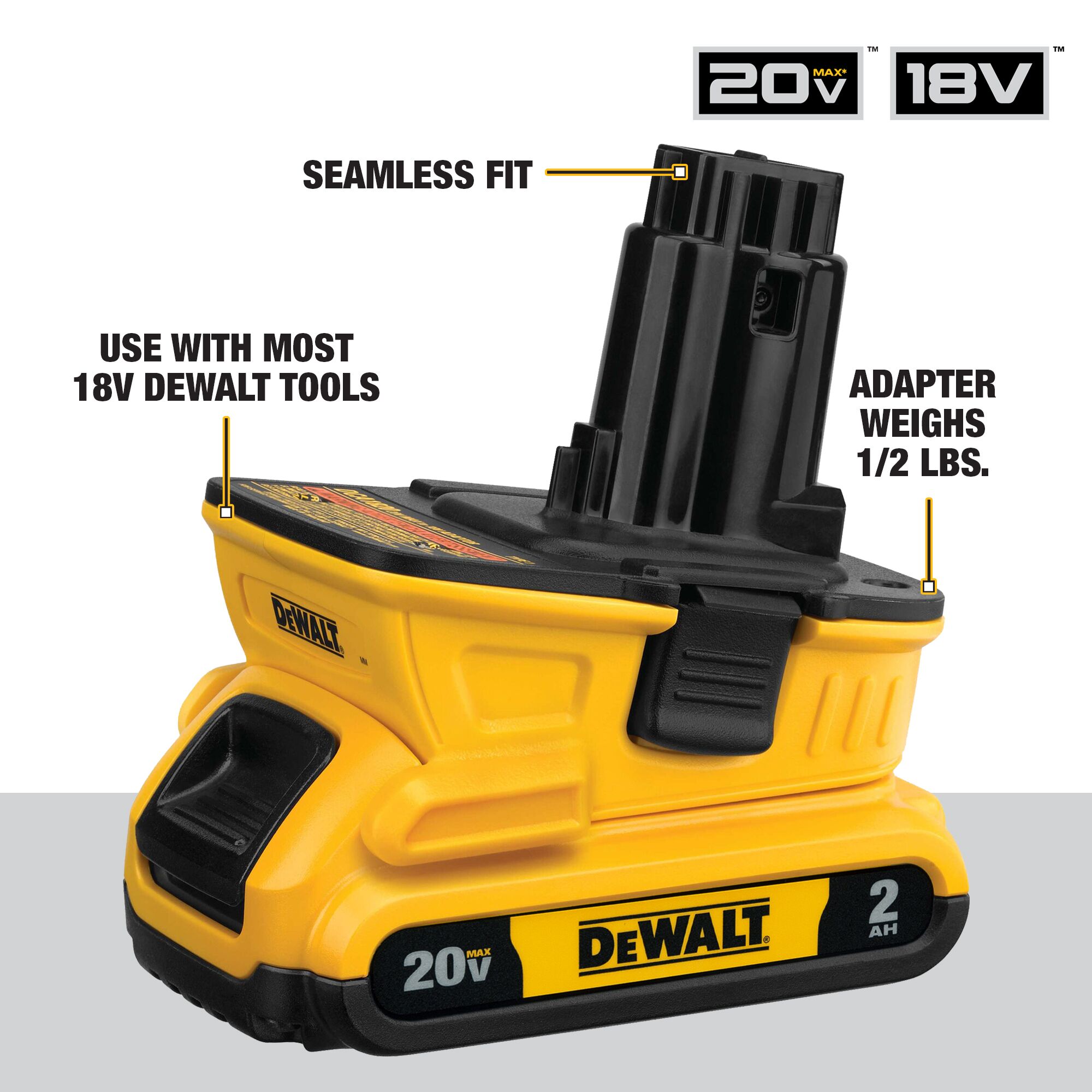 DeWALT® DWDCA2203C - 20 V Li-ion 2.0 Ah Battery and Wall Battery Charger  with Battery Adapter