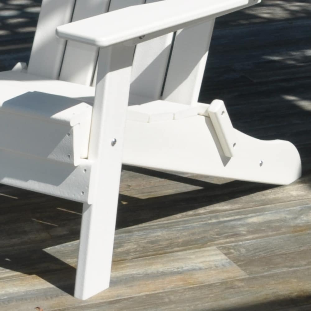 ResinTeak Folding White Hdpe Frame Stationary Adirondack Chair with ...