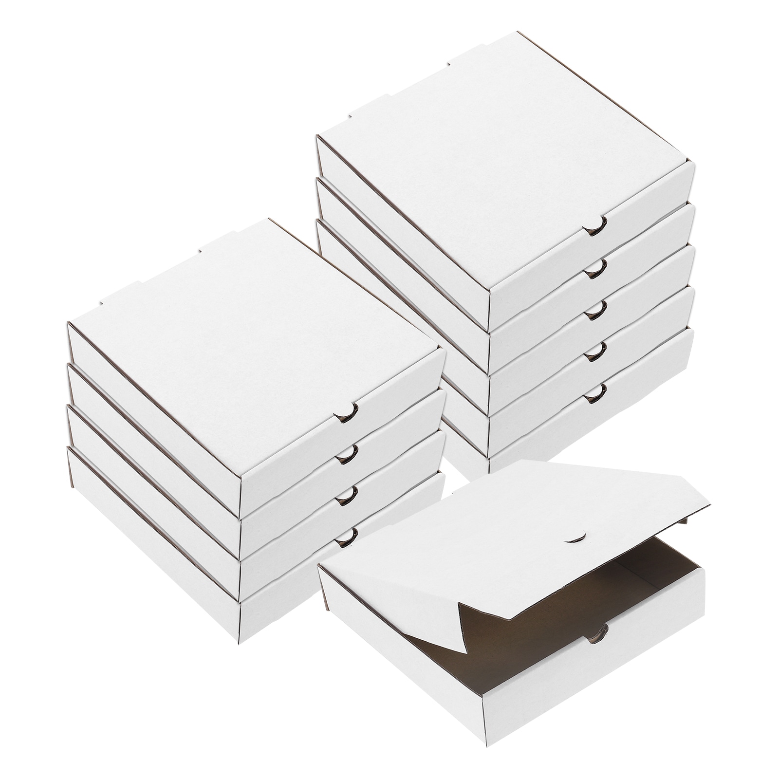 Unique Bargains Pizza Box 10pcs 10 x 10 Inches - Cowhide Paper Mini Pizza Boxes Square Corrugated Storage Container for Cake Cookies Pizza Party (White) #S26012701UX2029
