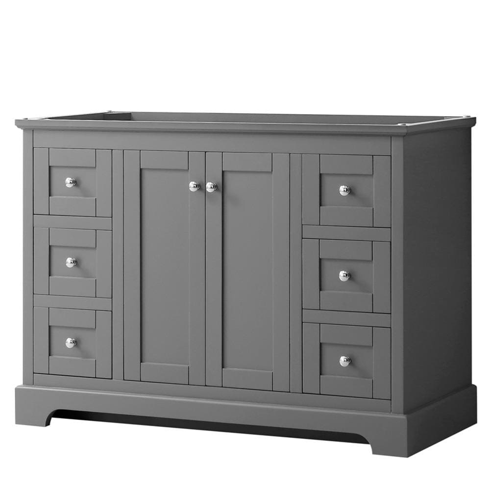 Wyndham Collection WCV232348SKGCXSXXMXX Avery 48-in Dark Gray with Polished Chrome Trim Bathroom Vanity Base Cabinet without Top