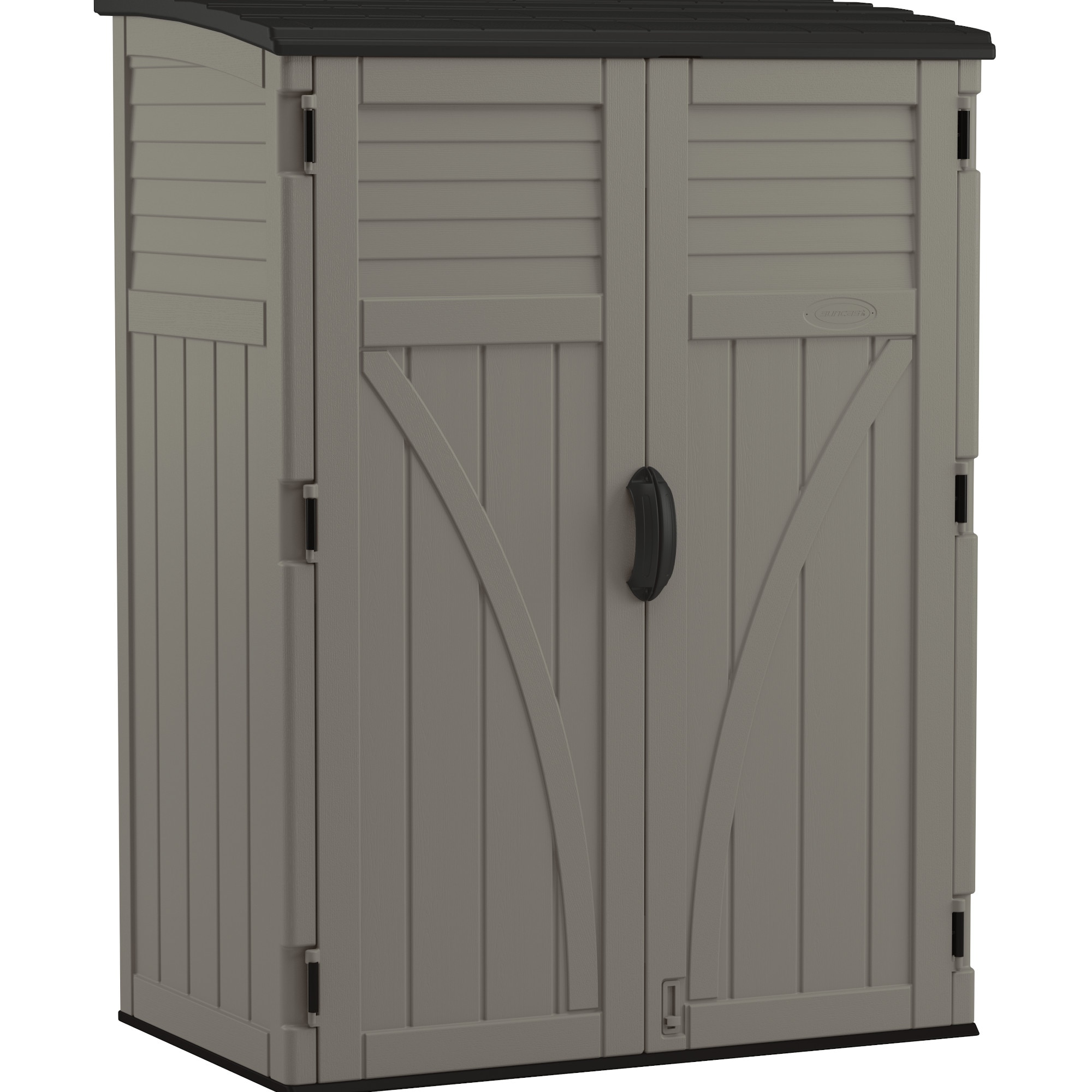Stoney Gray Resin Vertical Storage Shed with Shelving
