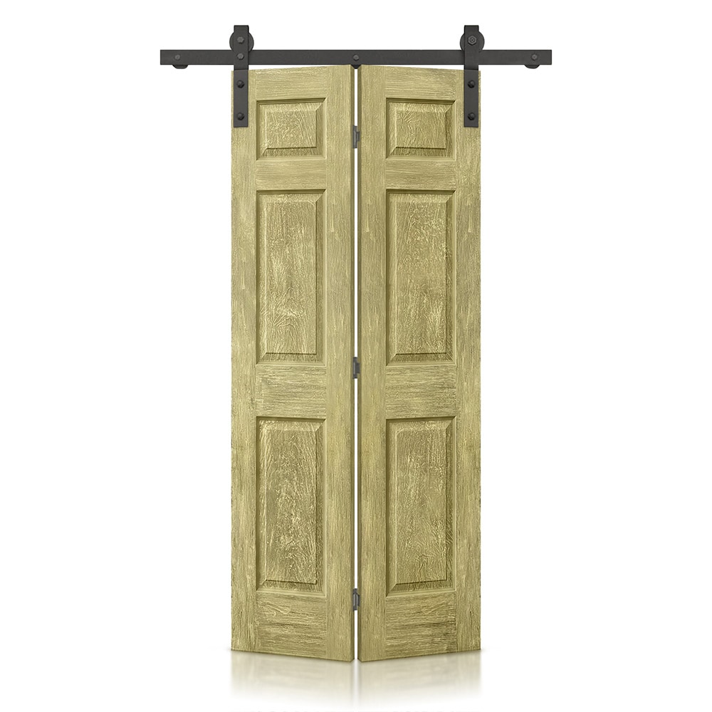 CALHOME 36-in X 80-in Antique Gold Mdf Single Barn Door (Hardware ...