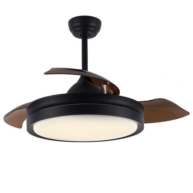 Bella Depot Retractable Ceiling Fan 36 In Black Color Changing Led Indoor With Light Remote 3 Blade The Fans Department At Com - How To Brighten A Ceiling Fan Light