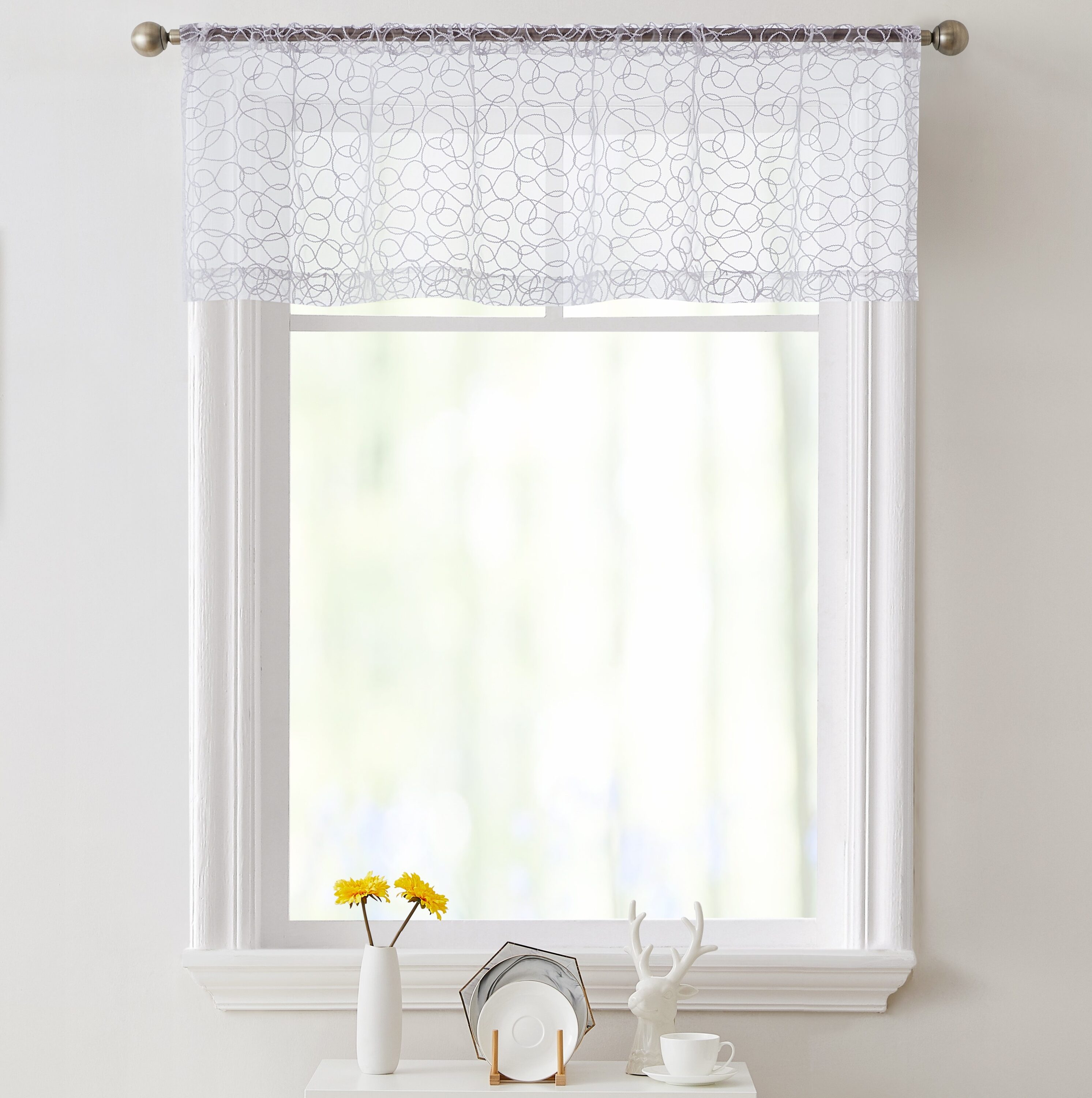 HLC.me 18-in White Semi-sheer Rod Pocket Curtain Panel Pair in the ...