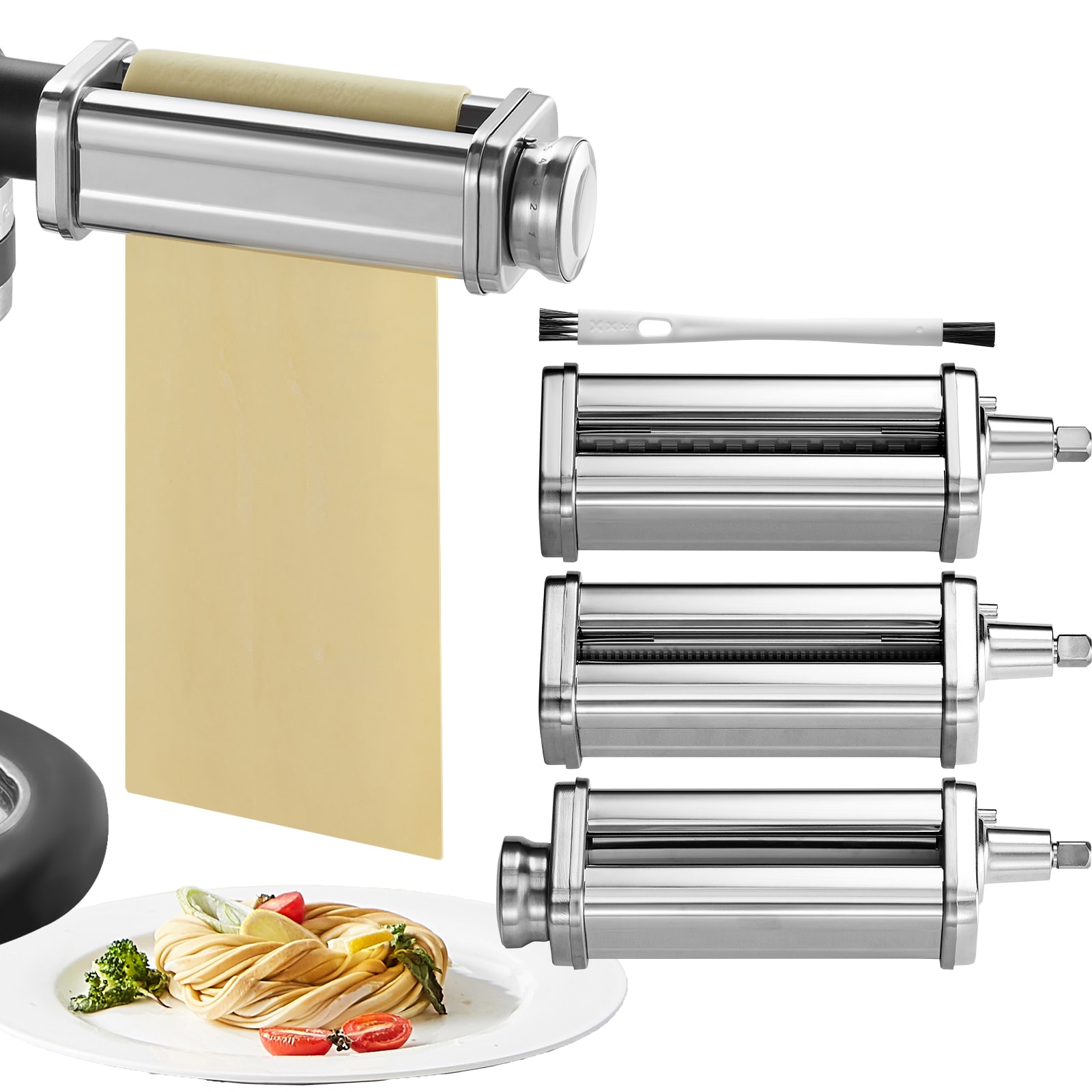 VEVOR SCYDLMGL3JT001843V0 Stainless Steel Pasta Roller 8 Adjustable Pasta Attachment Plug-in Pasta maker