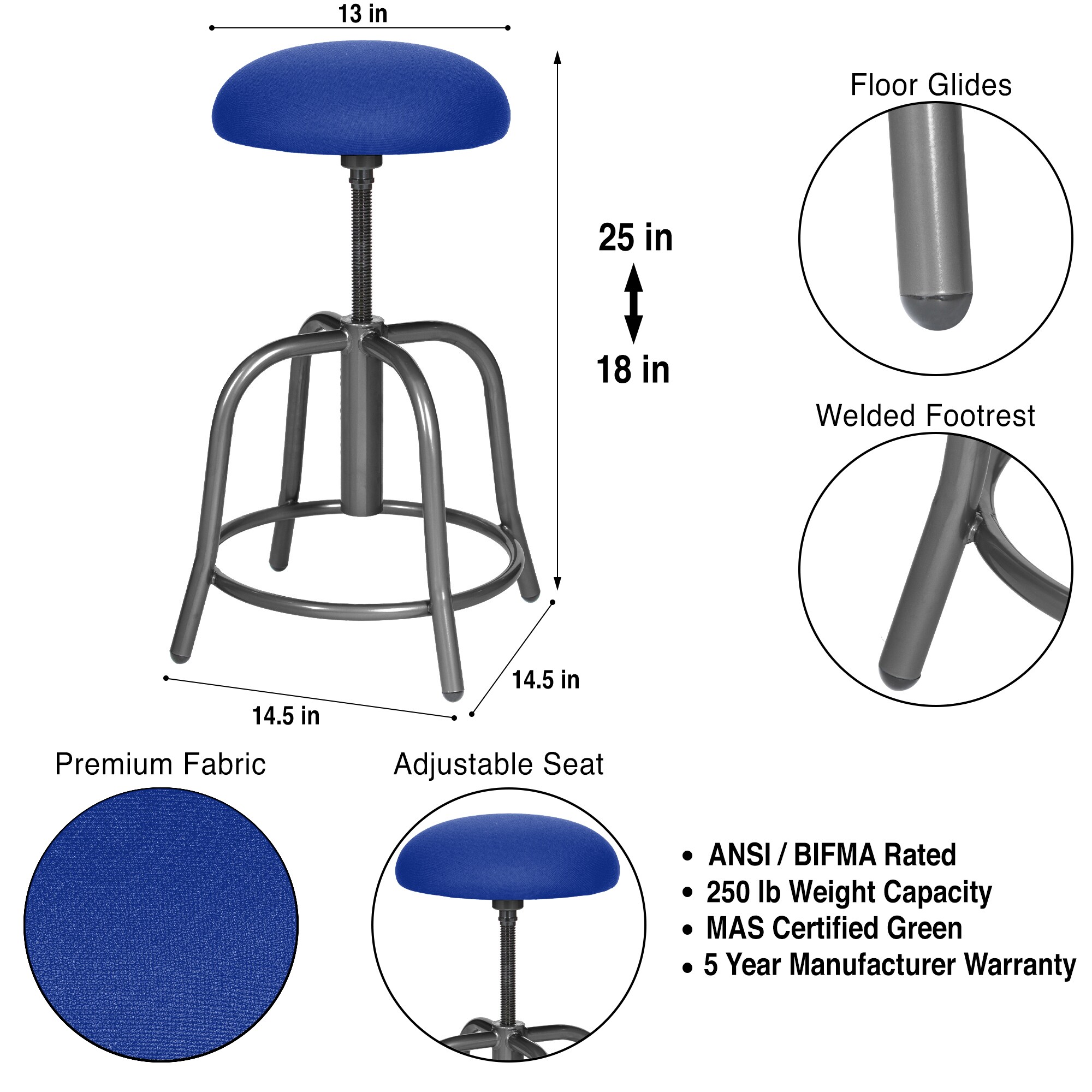 Hampden Furnishings HMD6800GY-SDB Creepers-Workseats - View #5