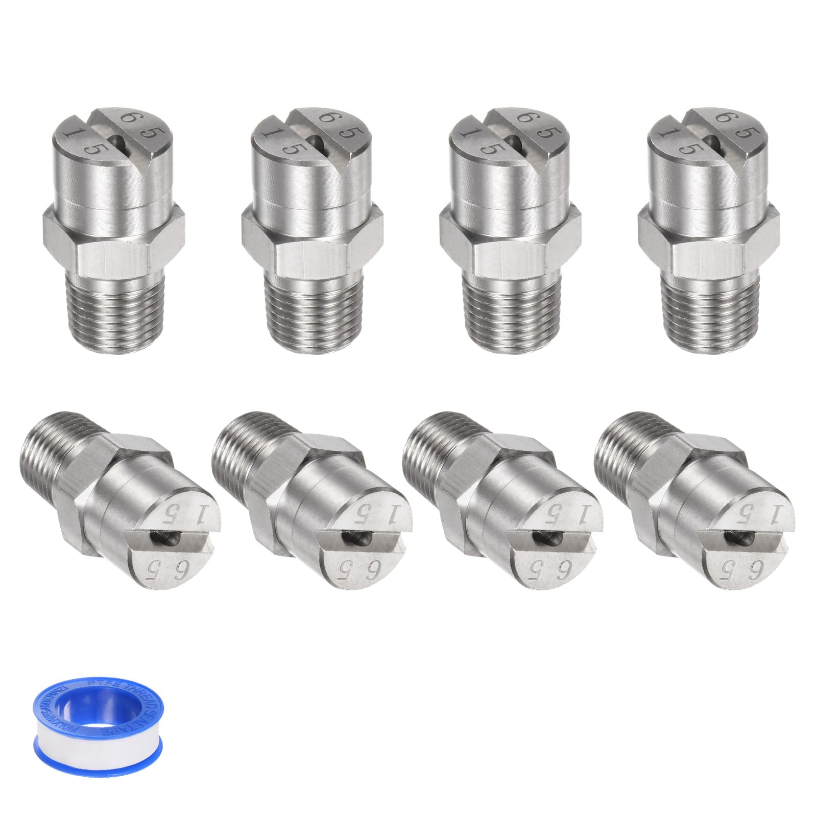 UUDULY 8-Pack Flat Fan Spray Tip 65 Degree 1/8BSPT Male Stainless Steel ...