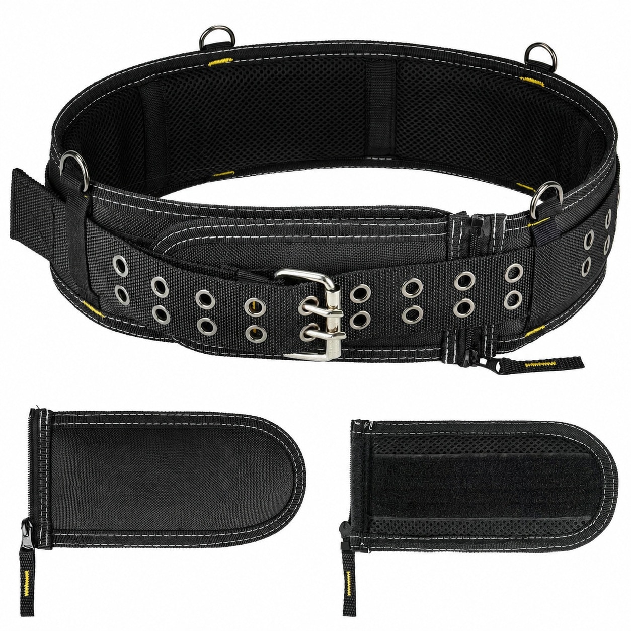 Anqtovp  4 Inch Padded Tool Belt Adjustable Heavy Duty Work Belt for Men with Four Suspender Rings Fits Waist 34 to 40 for Electrician Carpenter