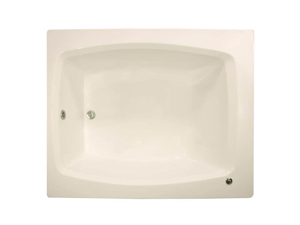 Designer 48-in x 60-in Bone Acrylic Drop-In Soaking Bathtub (Reversible Drain) in White | - WaterTECH S6048 BONE