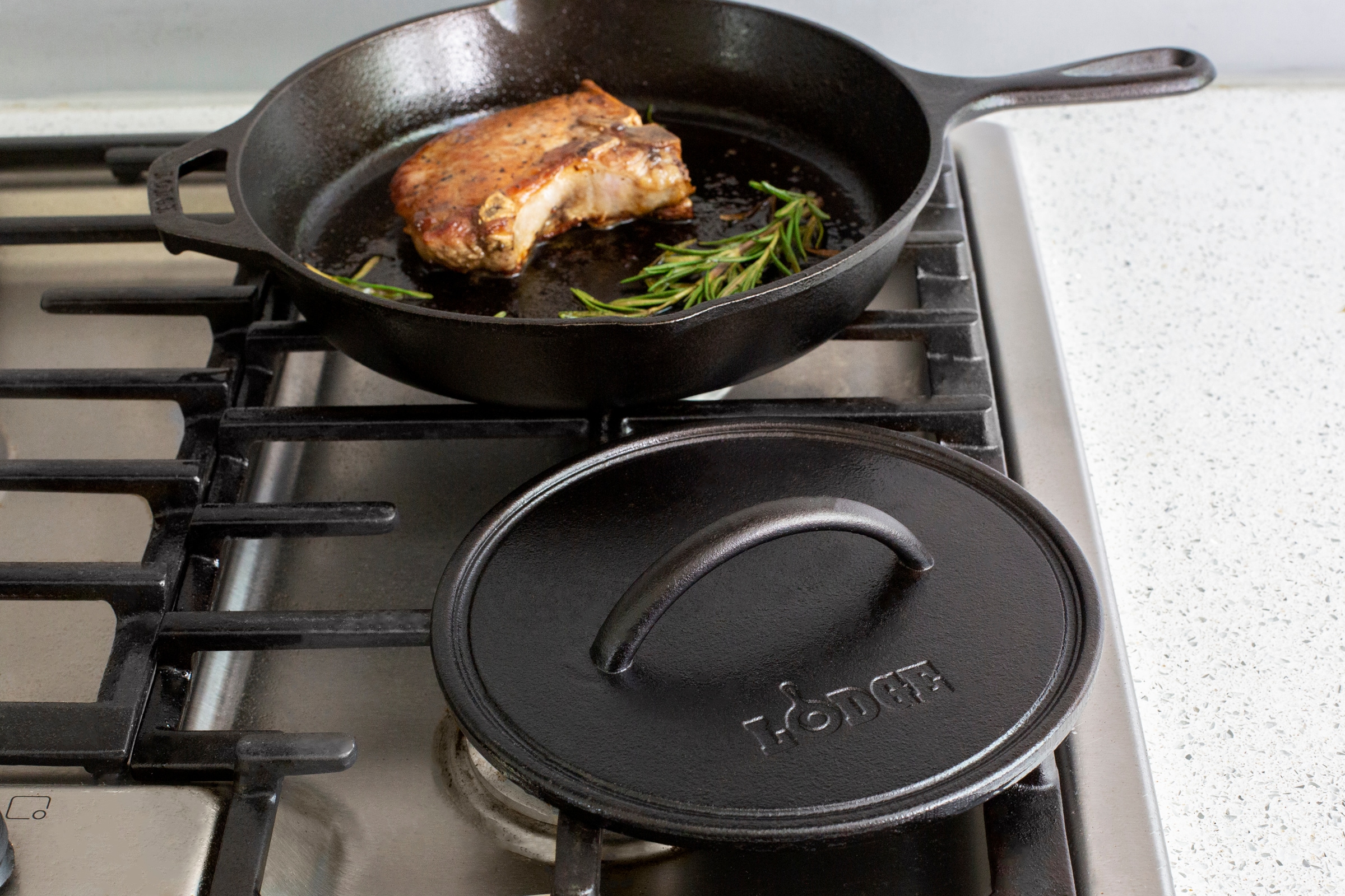 Lodge Cast Iron Scraper Combo 1 Pan and 1 Grill Pan