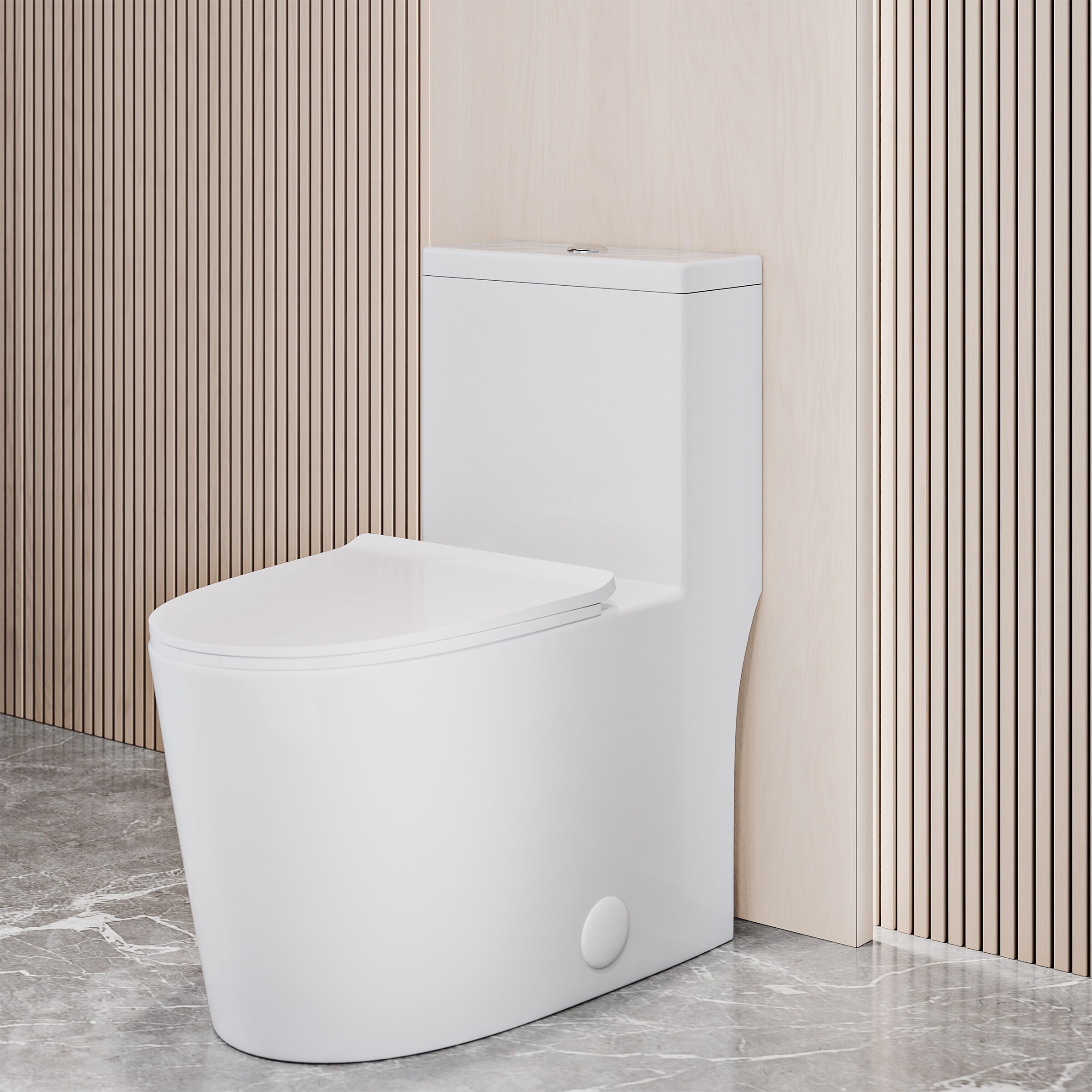 Swiss Madison Dreux White Elongated Soft at Close Rough-In Toilet 12-in Standard Height 0.8-GPF