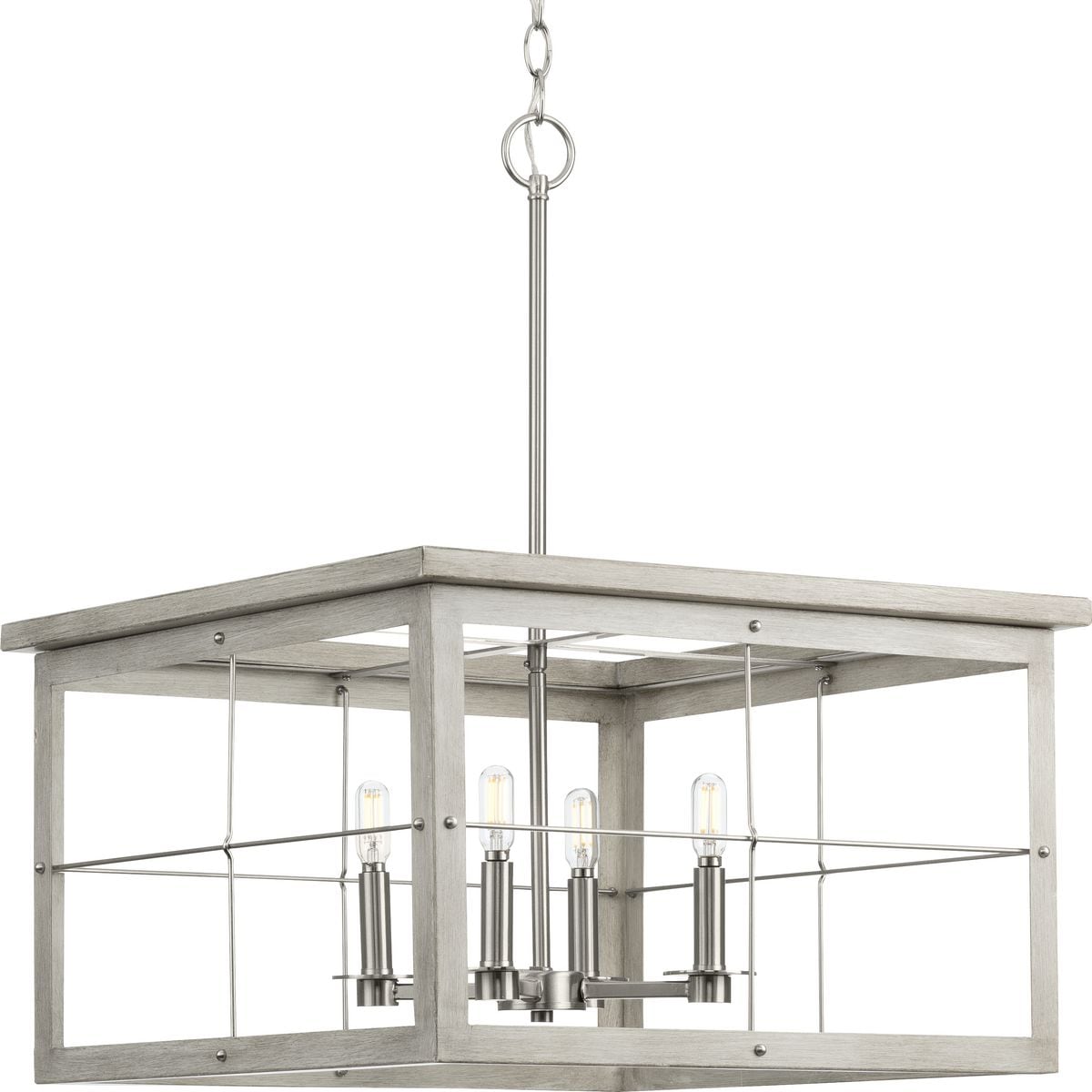 Progress Lighting P400253-009 Hedgerow 4 -Light Brushed Nickel Coastal For Use in Bedrooms, Dining Rooms, Foyers, Kitchens, Living Rooms Chandelier