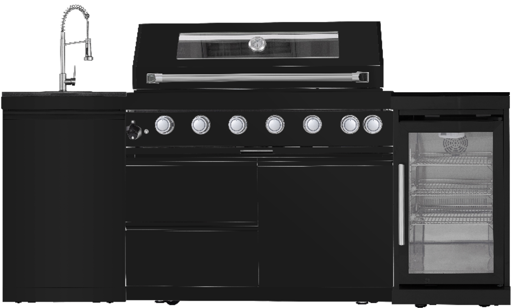 Xspracer ML-MOKS04 Outdoor Kitchen Set 3 -Piece 23-in W x 85-in D x 48-in H Modular Outdoor Kitchen Grill with bar/counter top 6 Burners