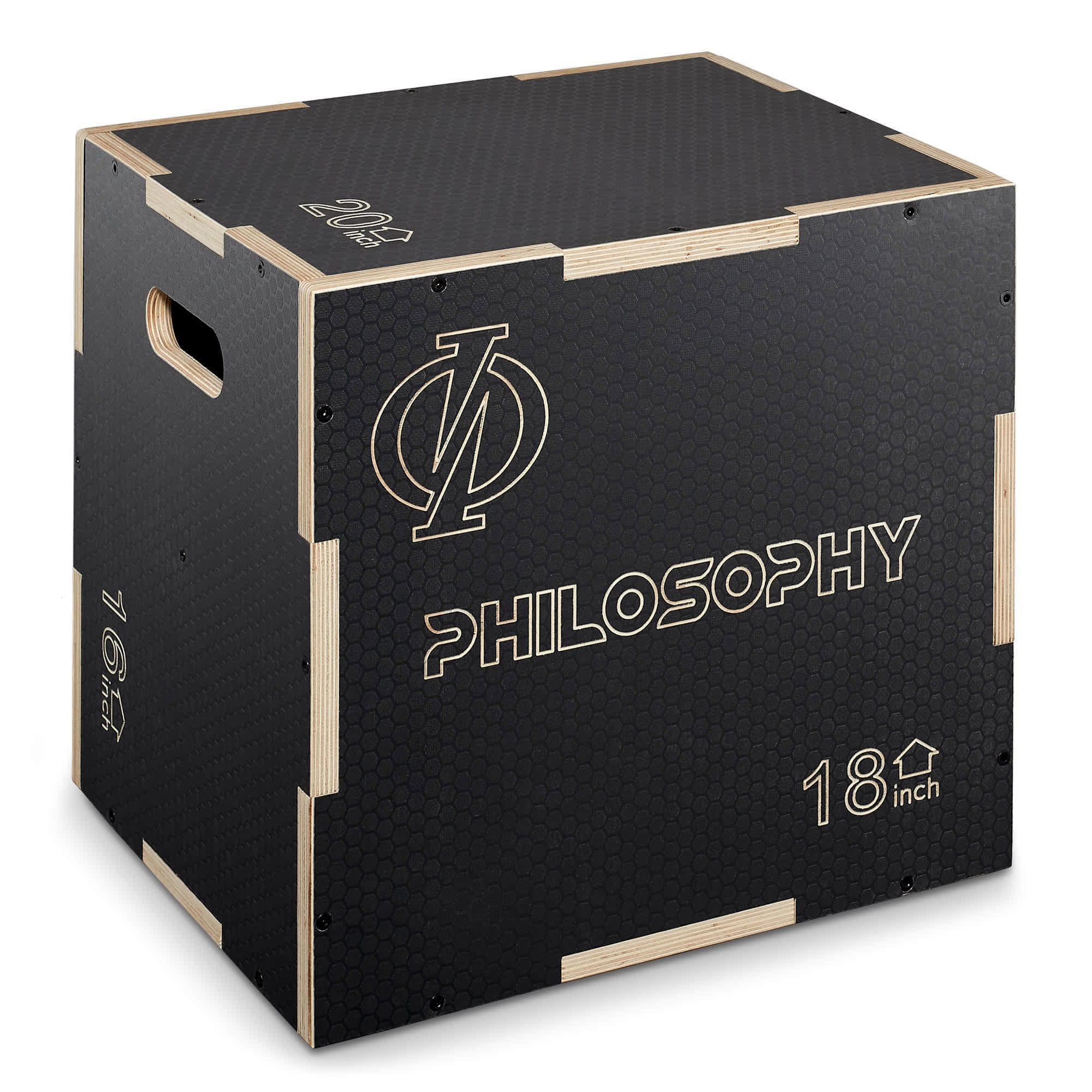 Philosophy Gym FIT-PLYO-2186S-BLK 3 in 1 Non-Slip Plyo Box 20 x 18 x 16-in - Black - Training Jump Box