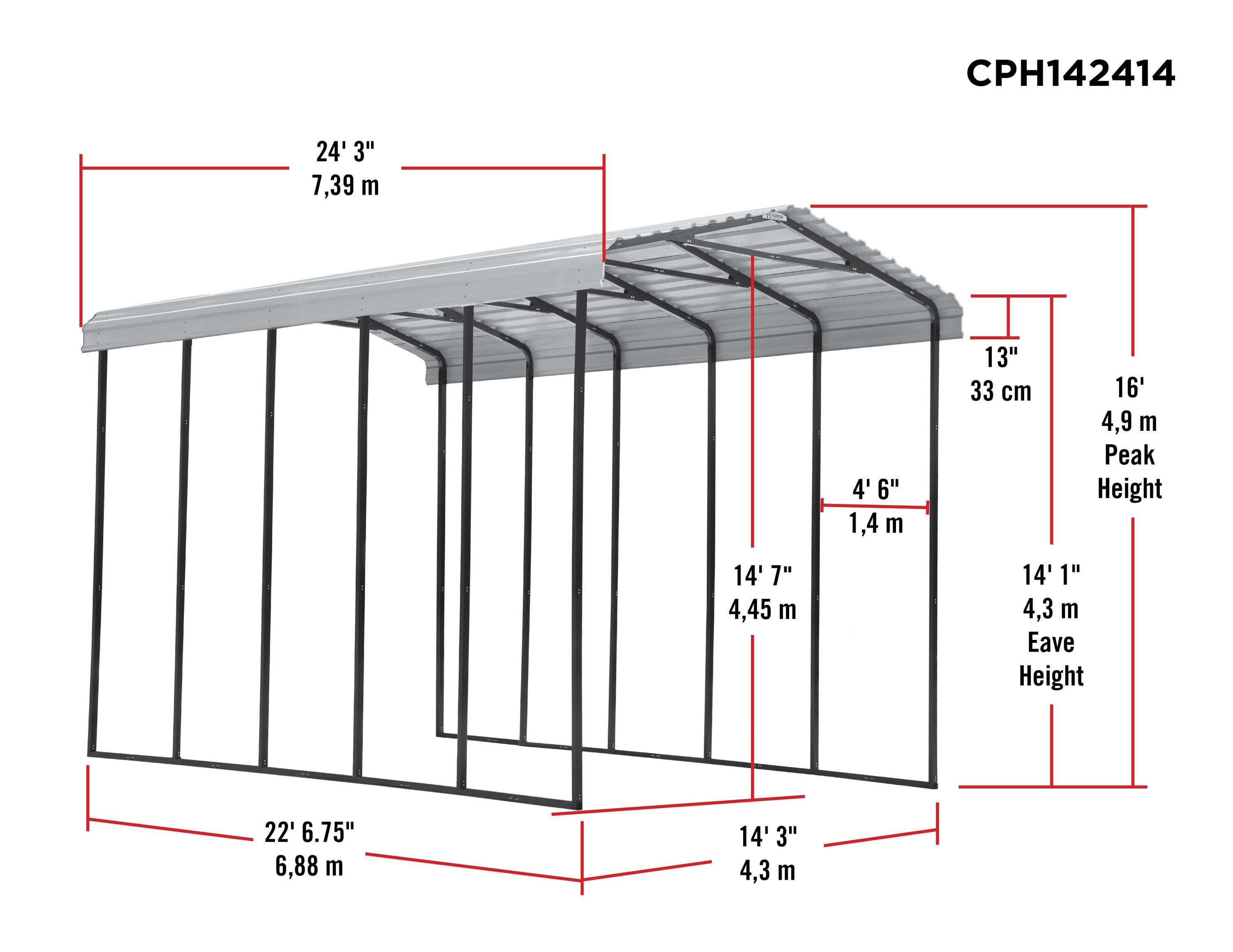 Arrow CPH142414 Carport-Covers - View #3