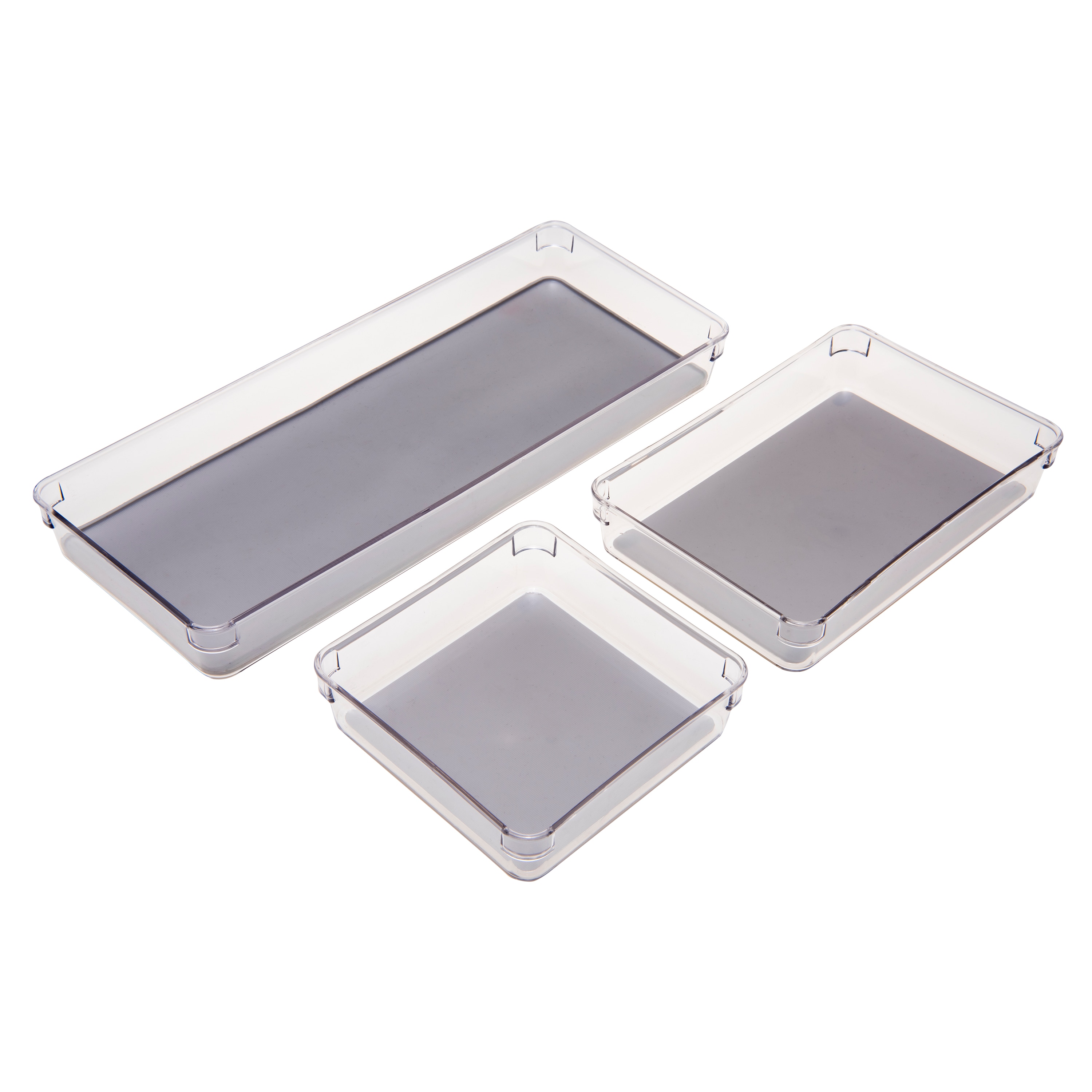 Simplify 3-Pack 15.75-in x 6.3-in Clear Plastic Drawer Organizer in the  Drawer Organizers department at