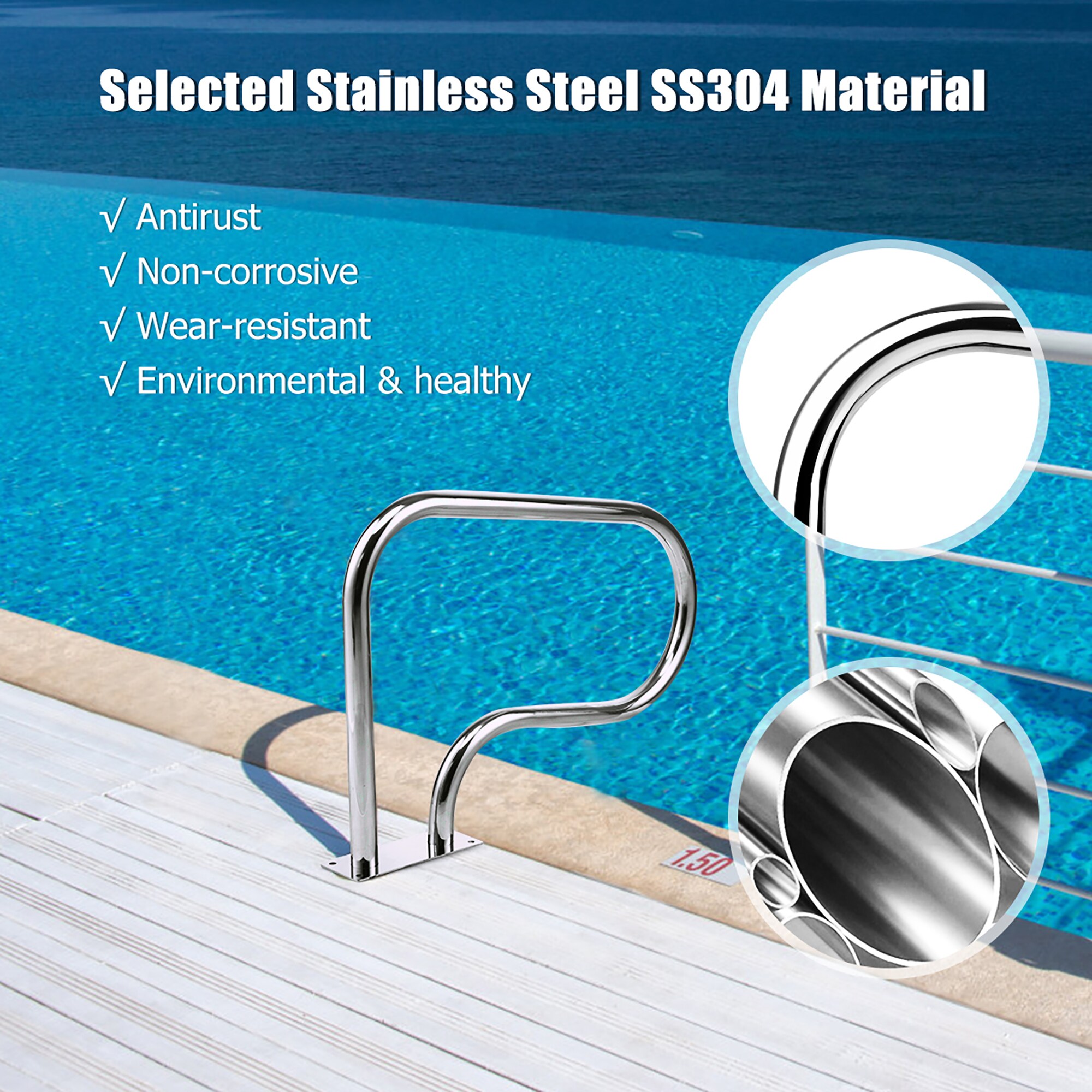 Costway CSHY006907 Above-Ground-Pool-Lad-Steps - View #6