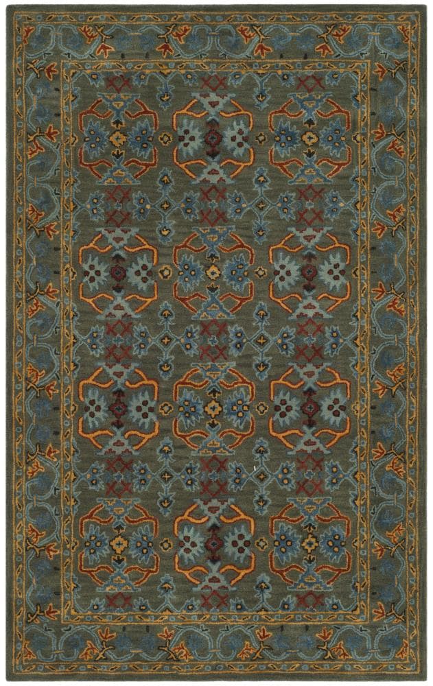 Handmade Blue and Sage Wool 4' x 6' Tufted Area Rug