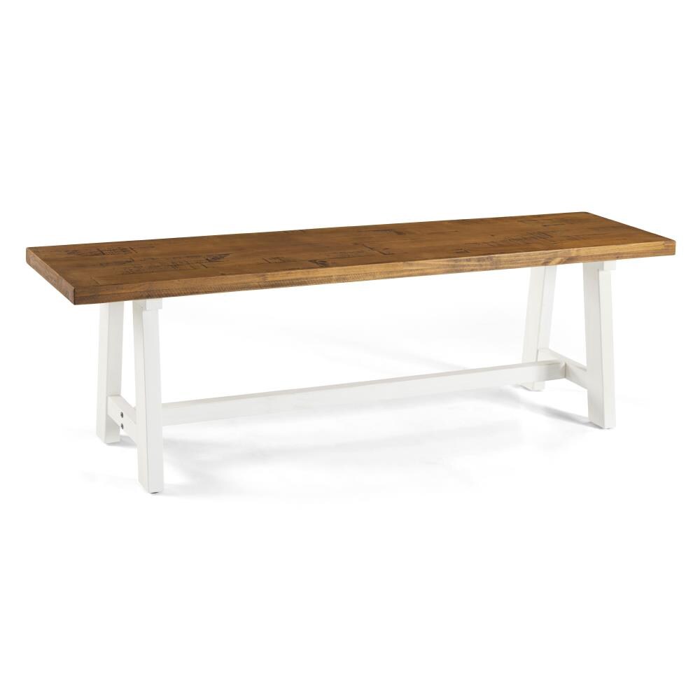  LW60BRSWRO 60-in Solid Wood Dining Bench- Reclaimed Barnwood/White Wash