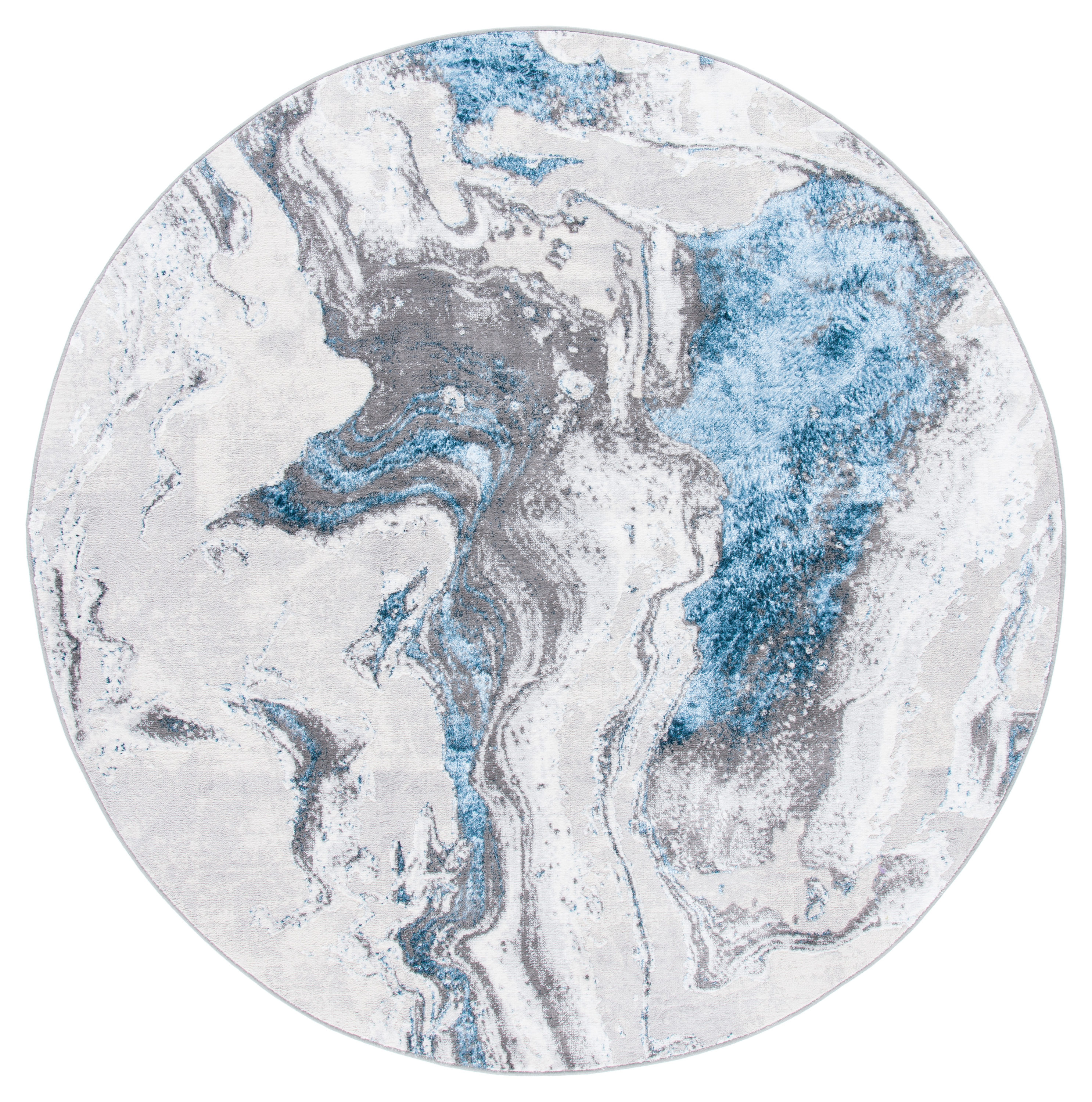 Safavieh ALA277F-7R Amelia Concezia 7 x 7 (ft) Loomed Synthetic Gray/Blue Round Indoor Geode Bohemian/Eclectic Area rug