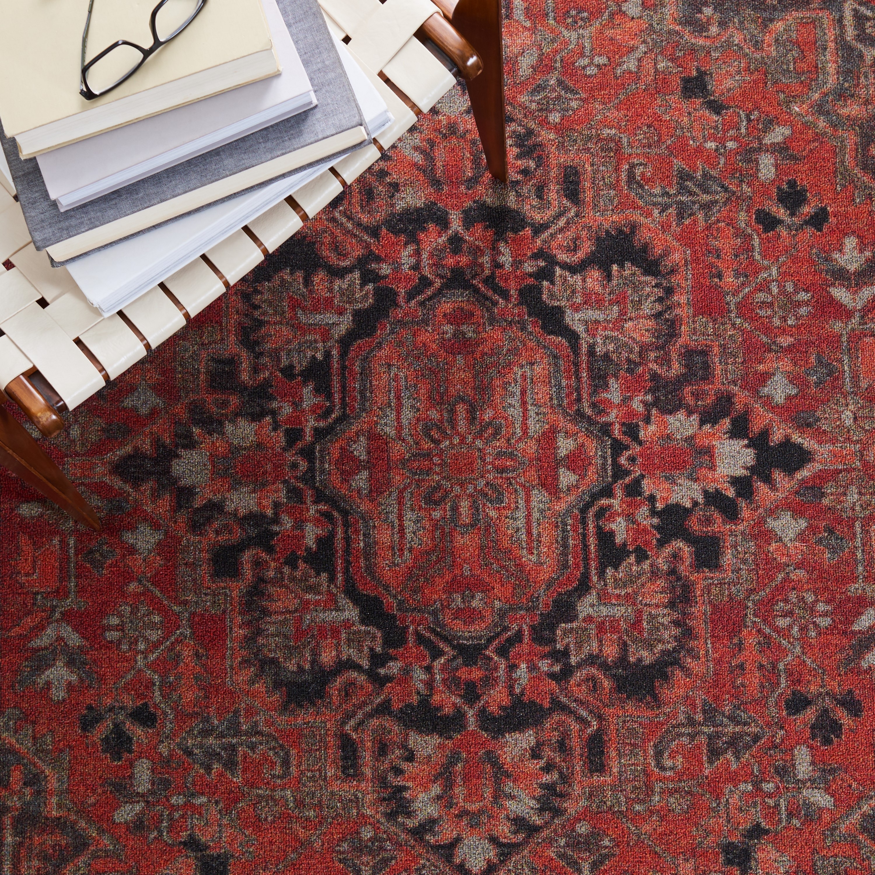 Journey Red and Navy Tufted Wool Blend Area Rug