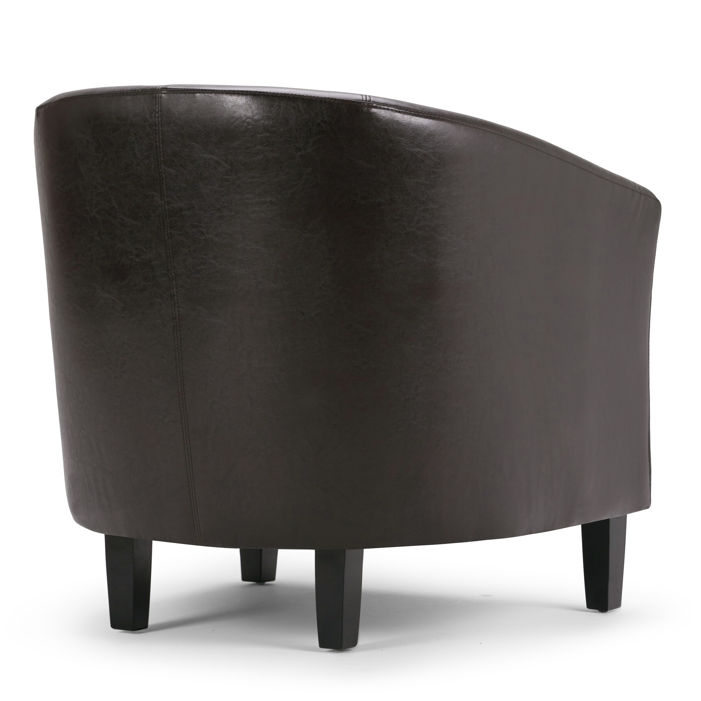 Austin Dark Brown Faux Leather Barrel Accent Chair