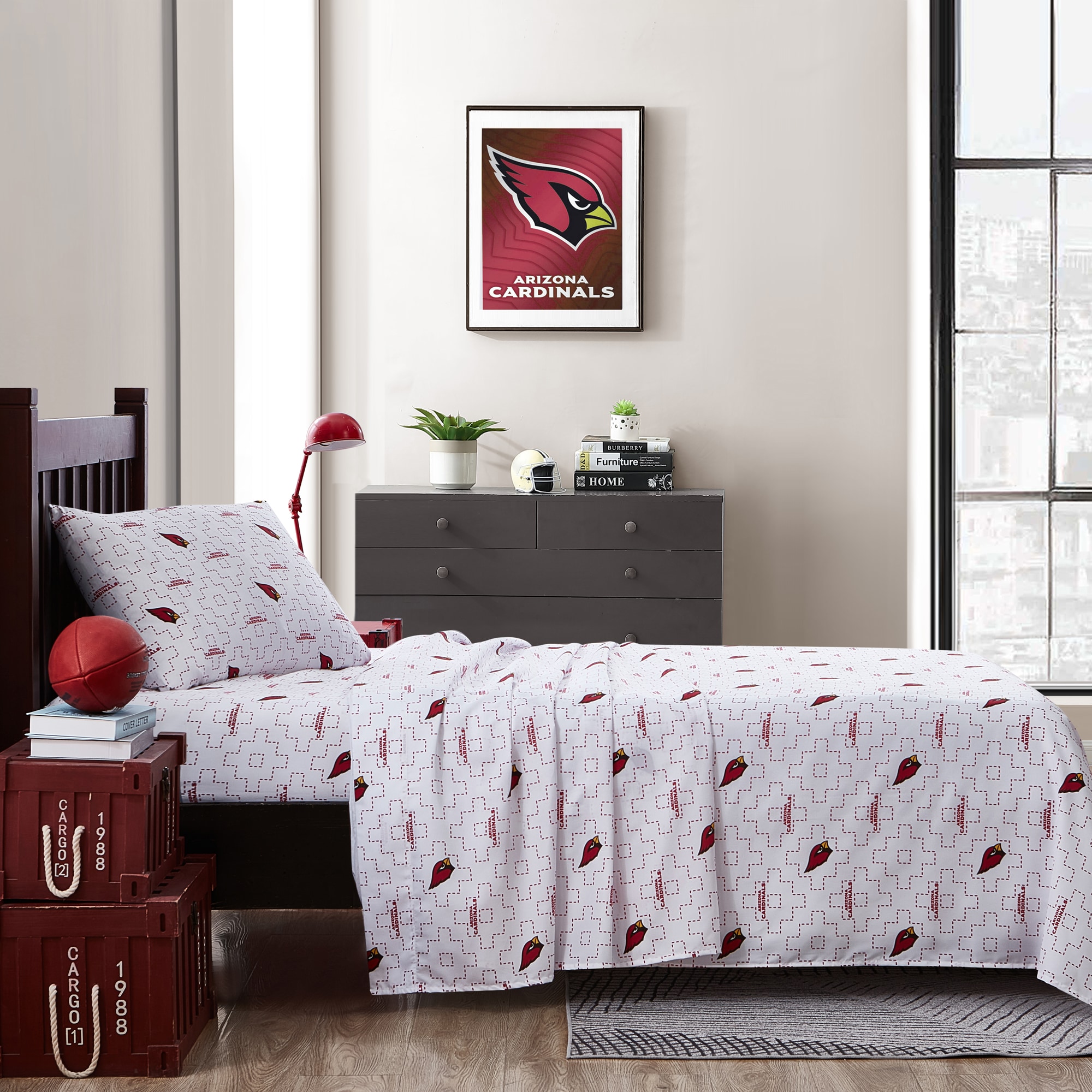 Arizona Cardinals Deep Pocket Fitted Sheet Snug-Fit Crisp Bed Sheet  Pillowcases