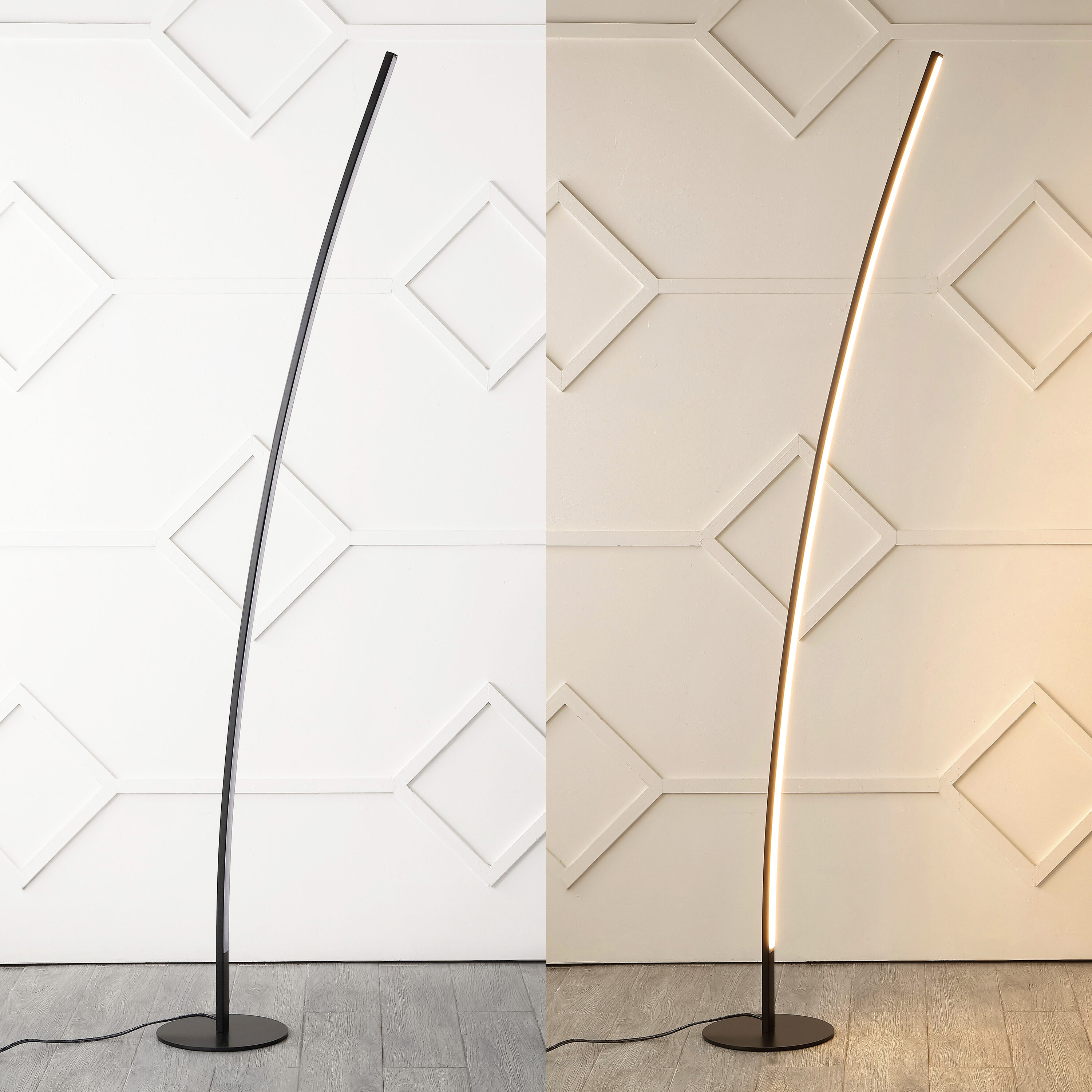 Malthe 71" Black Aluminum/Iron Arc LED Floor Lamp