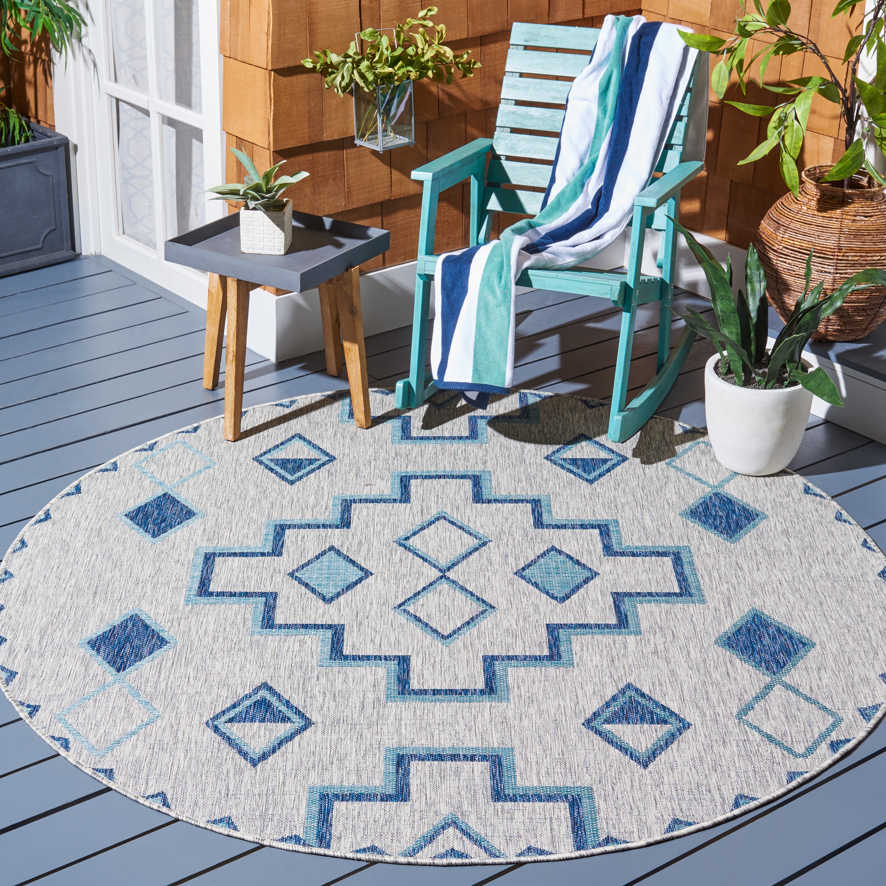 Safavieh 2' x 3'-7 Courtyard Cy8533-36812 Grey / Aqua Rug