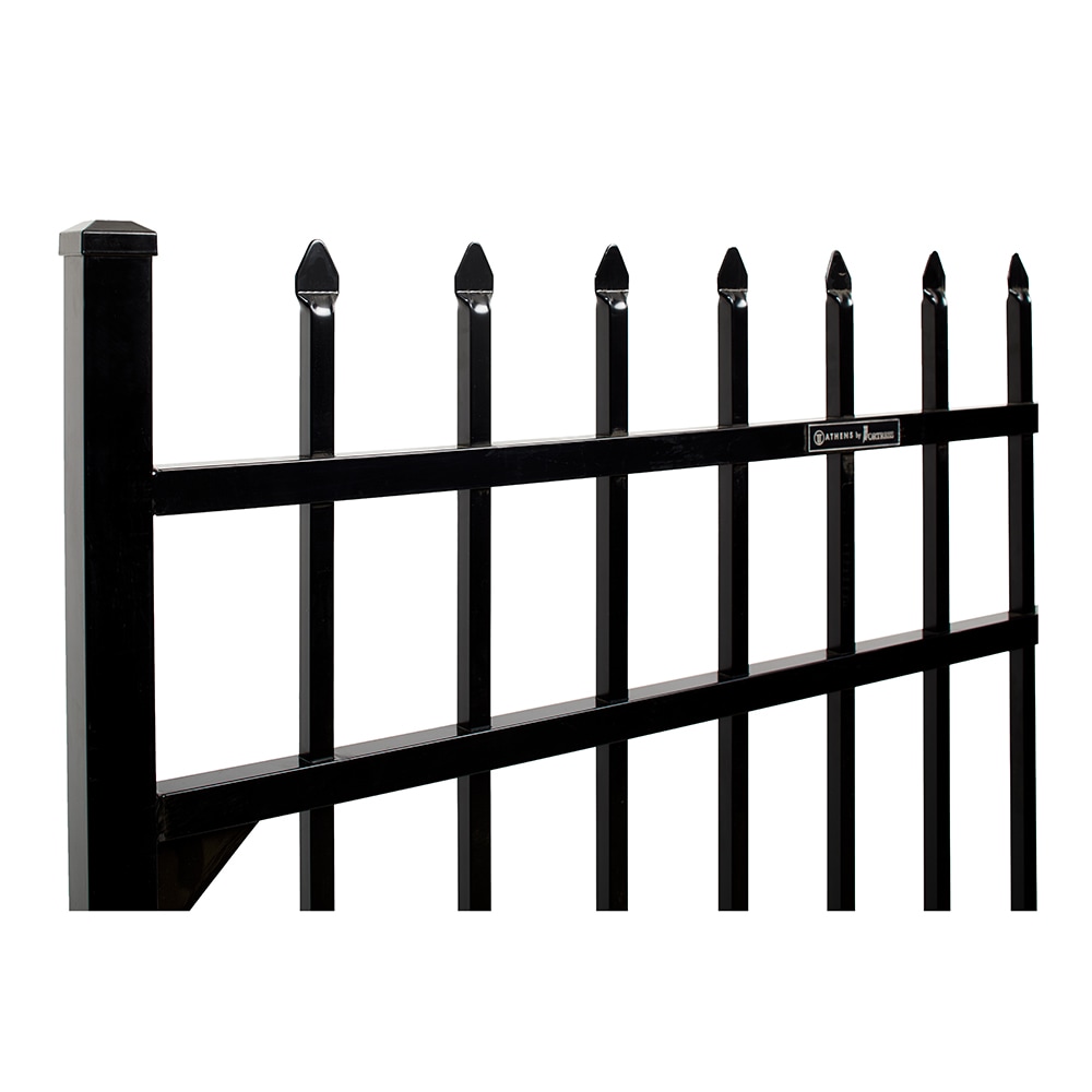 Fortress Building Products Athens 4-ft H x 4-ft W Gloss Black Powder-coated Aluminum Spaced Picket Pressed-point Privacy Walk-thru Fence Gate