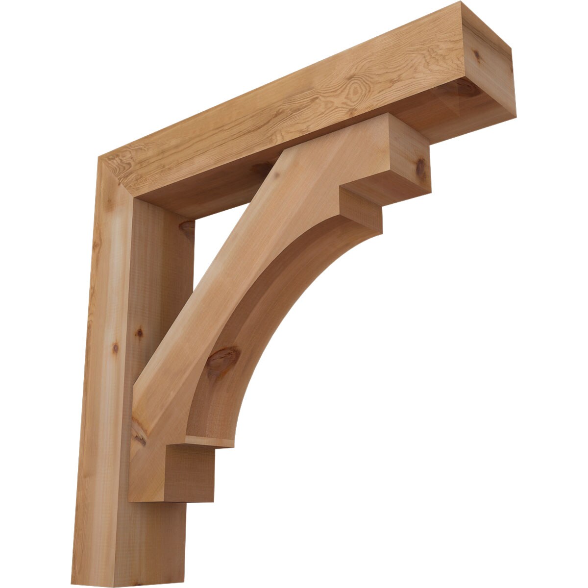 Ekena Millwork 1463199 Merced Block Smooth Bracket with Offset Brace 7-1/2-in x 38-in x 38-in Western red cedar Brown Wood Standard bracket