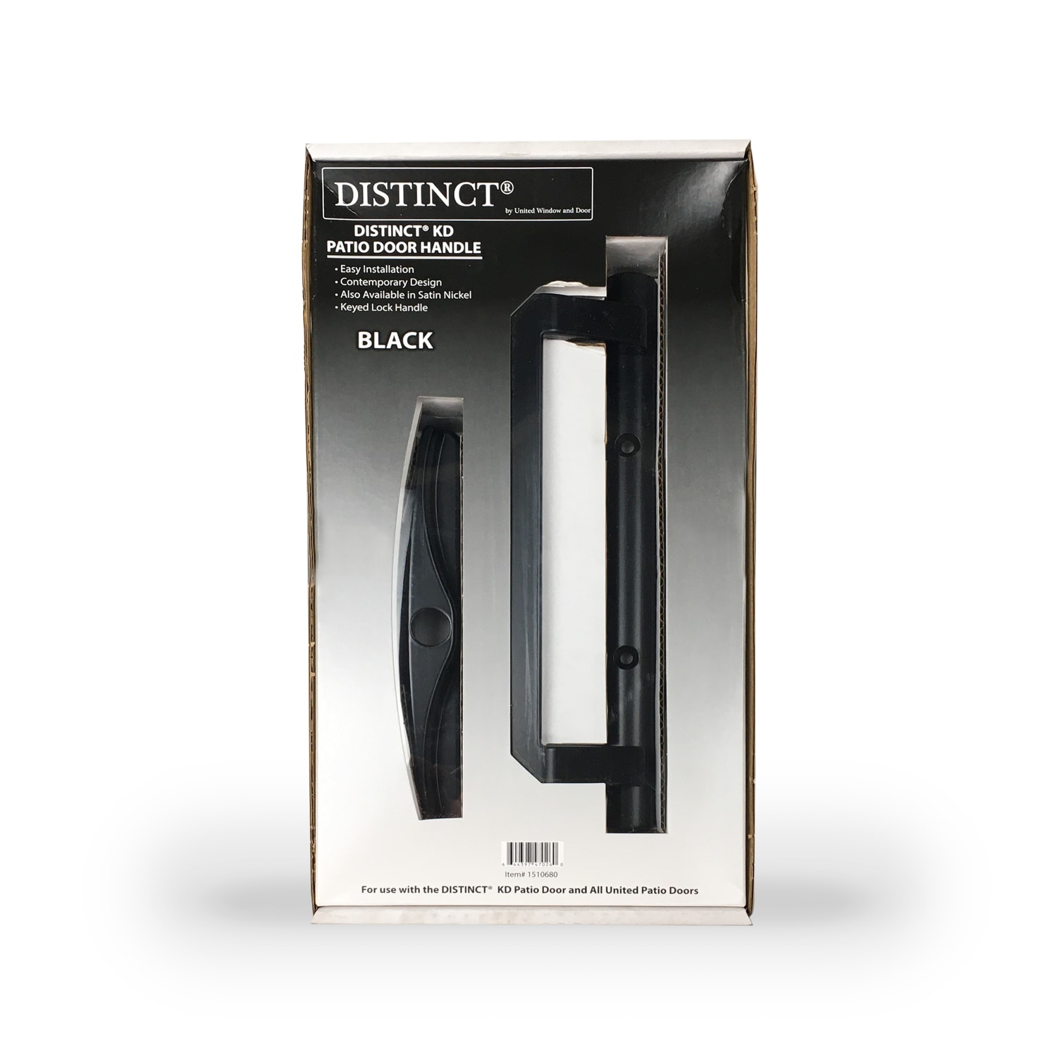 United Window & Door 47KDBLKDUALHWD 4-Inches Surface mounted Sliding Patio Door Handleset