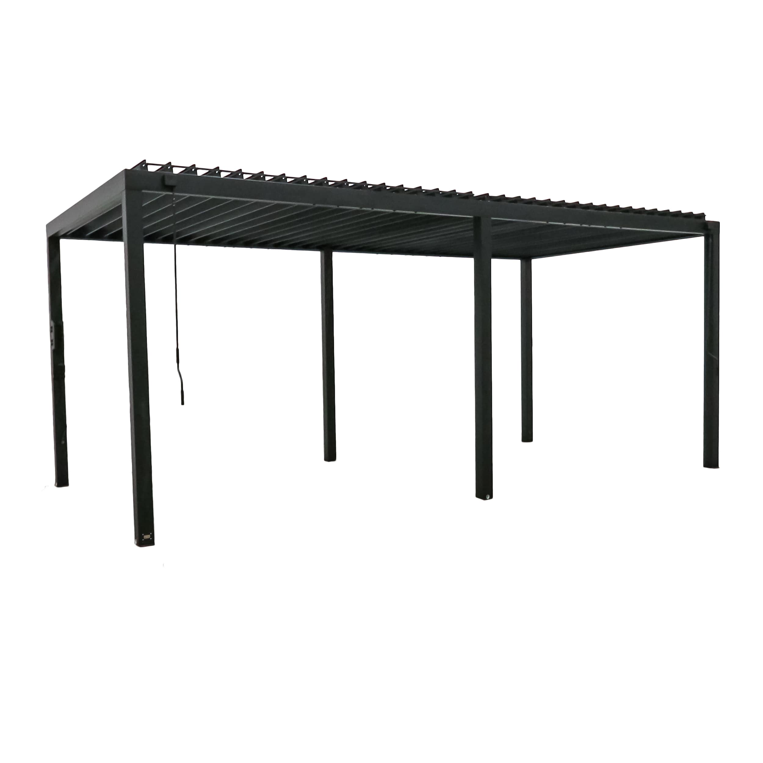 Sarasota Black Steel Louvered Pergola with Canopy