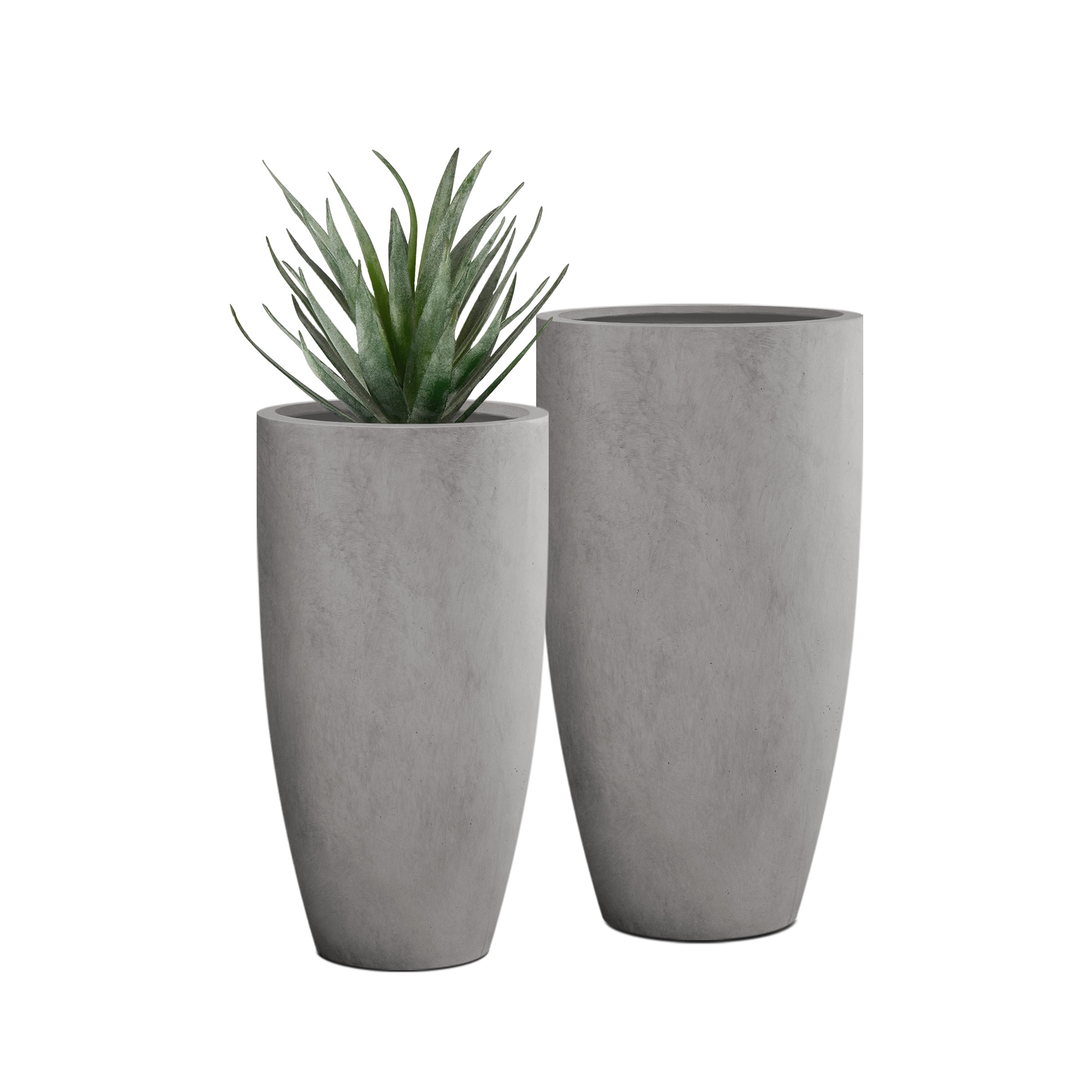 PLANTARA PA099S2-8021 2 -Pack Rectangle 31.4-in W Extra Large Gray Concrete Contemporary/Modern Indoor/Outdoor Planter with Drainage Holes