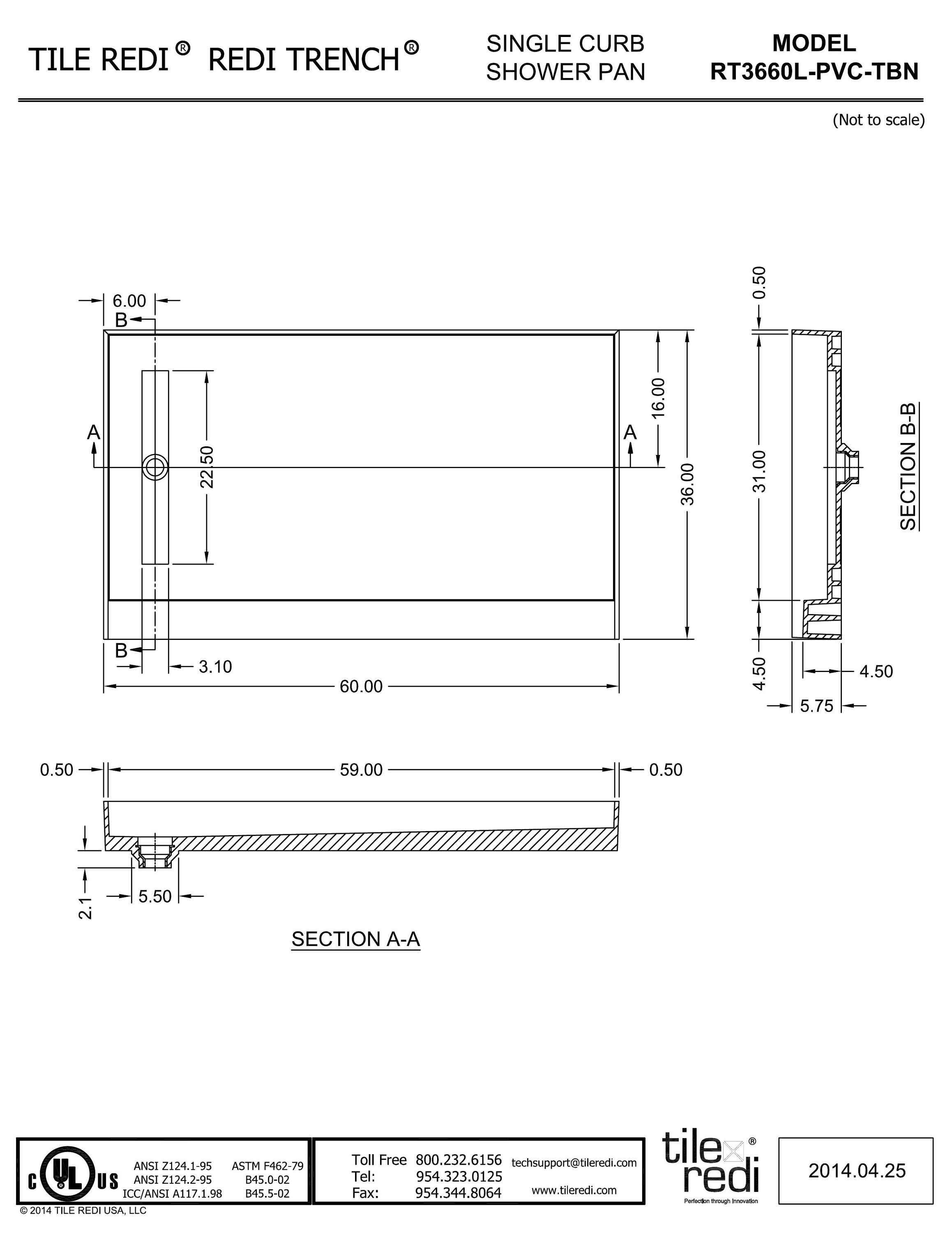 Tile Redi RT3660L-PVC-TBN Shower-Floors - View #10