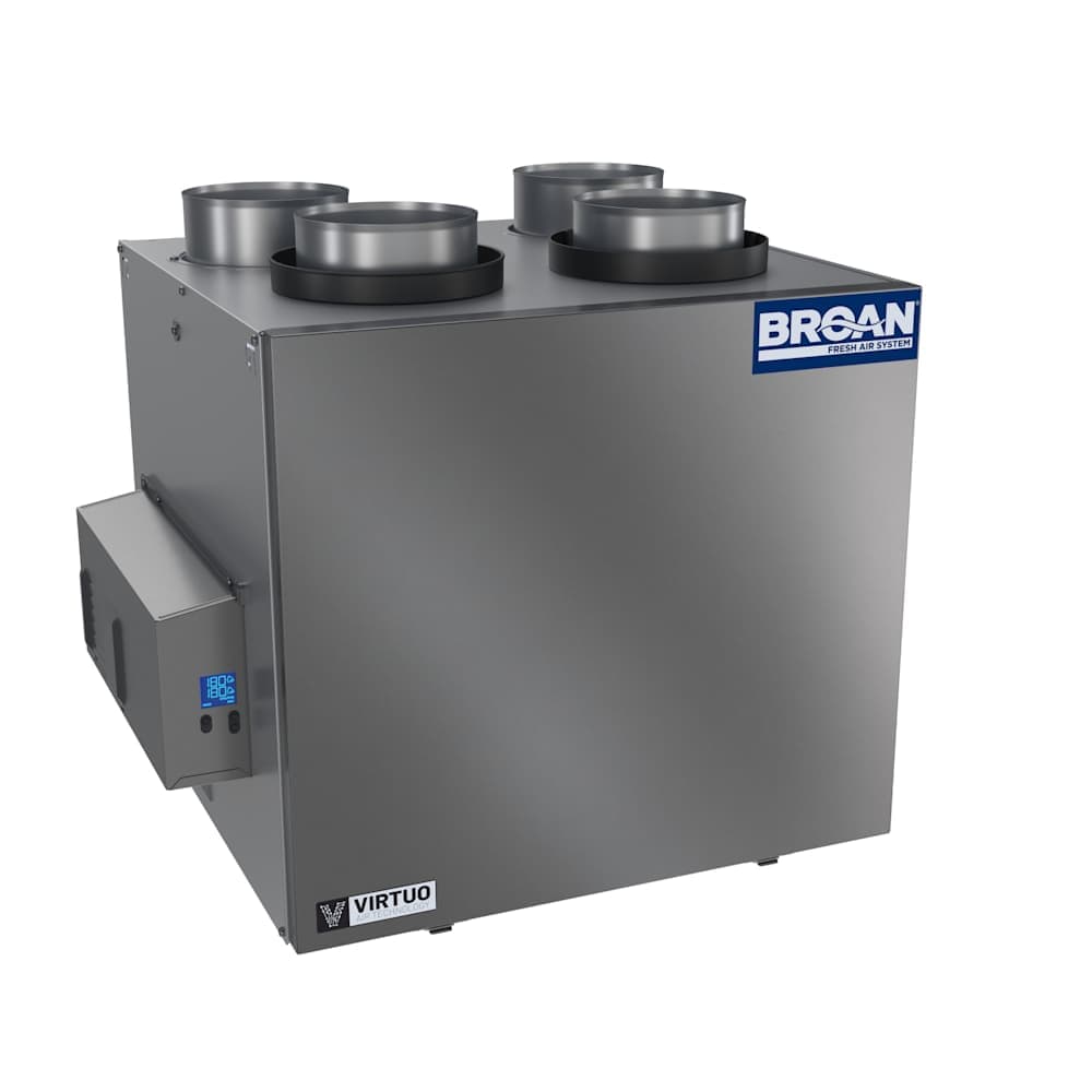Broan  B230H75RT AI 225 CFM Wall or Ceiling Mounted Heat Recovery Ventilator with Top Ports and Auto Balancing